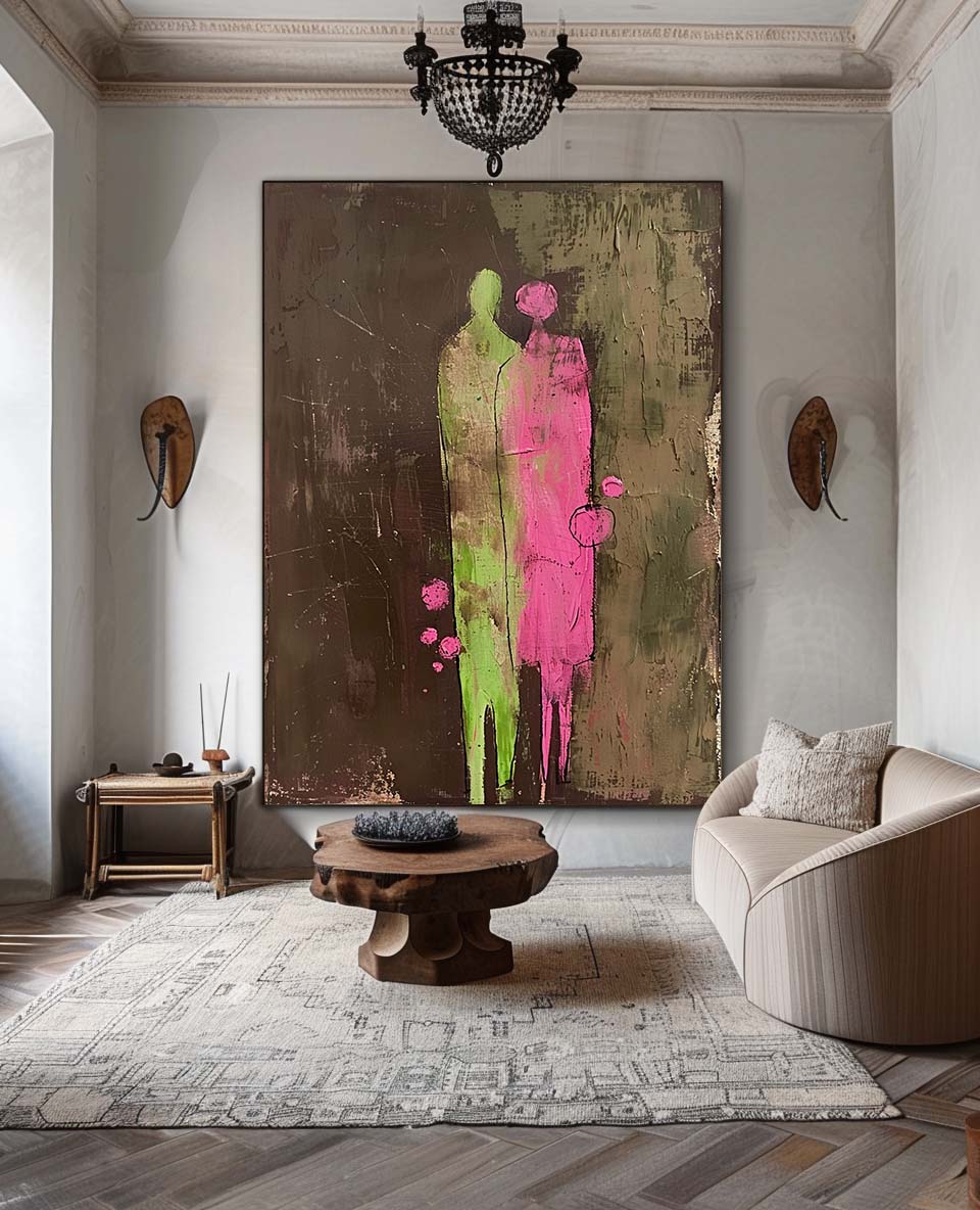 Wall Art Impasto People Silhouette Romantic Decor