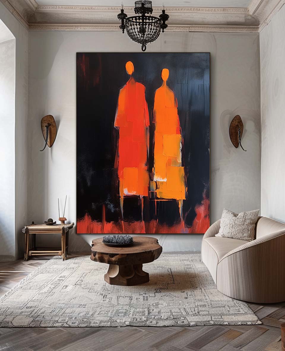 Dark Background Standing Figures Canvas Art