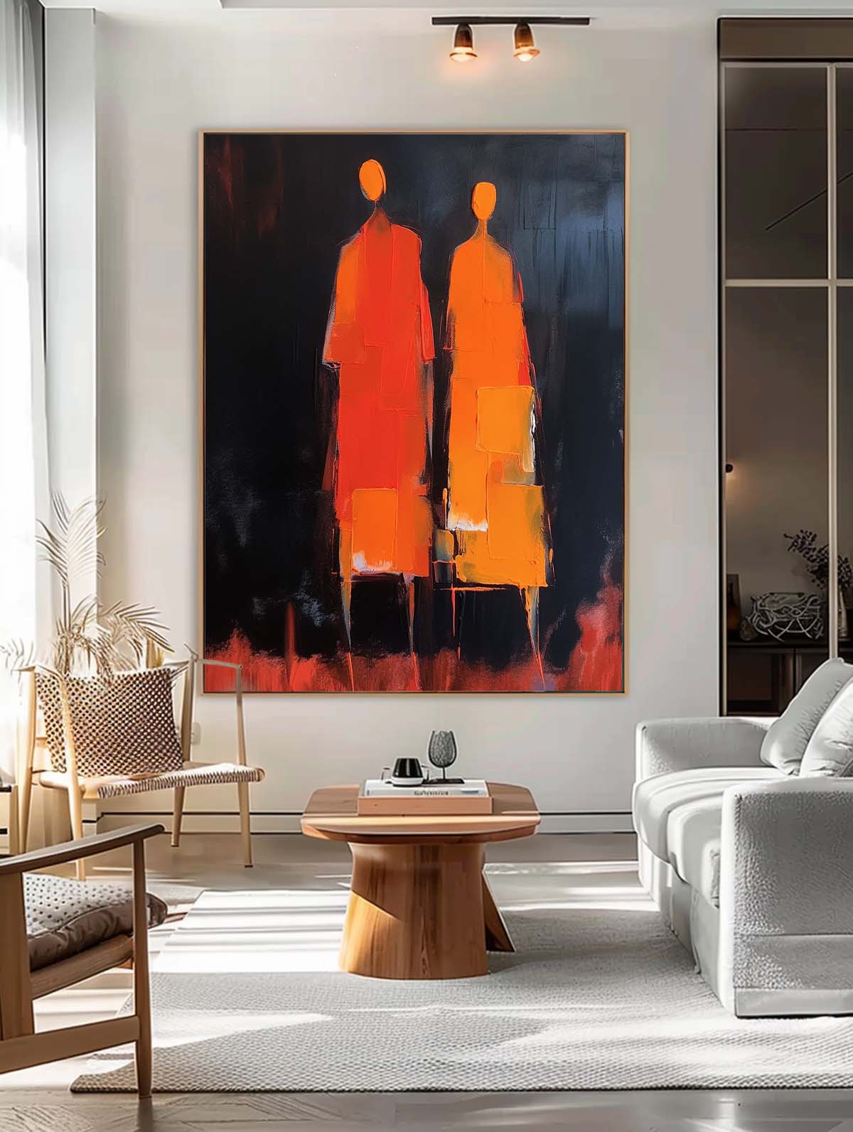 Dark Background Standing Figures Canvas Art