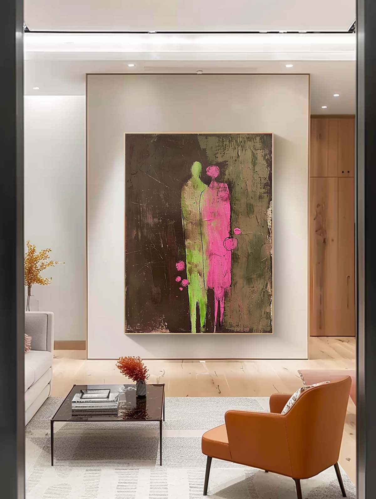 Wall Art Impasto People Silhouette Romantic Decor