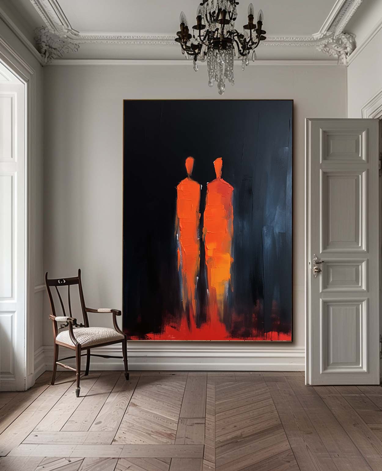 Wall Art Impasto People Silhouette Modern Abstract