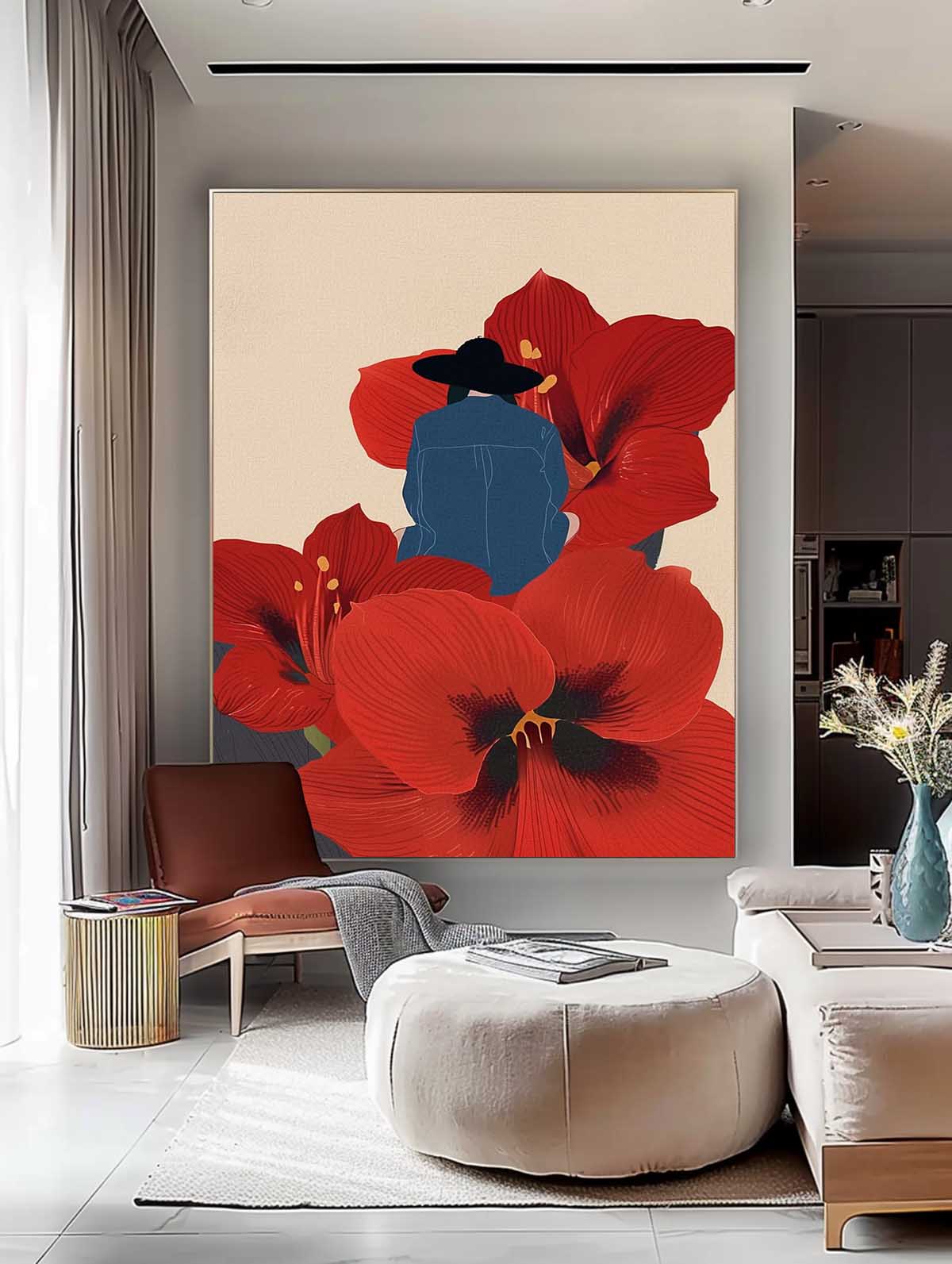 Wall Art People Modern Abstract Oversized Floral