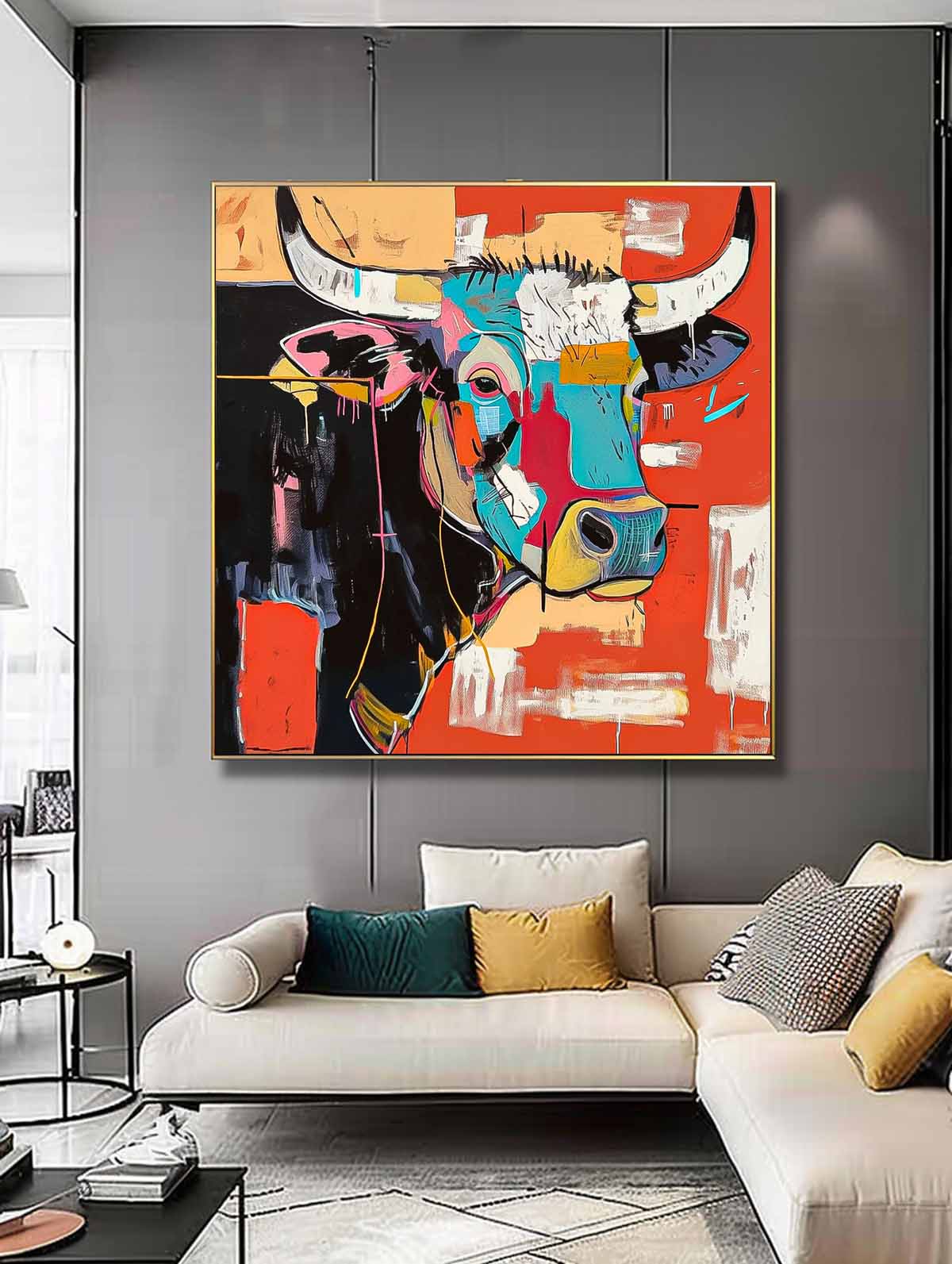 Wall Art Animal Abstract Pop Vibrant Bull