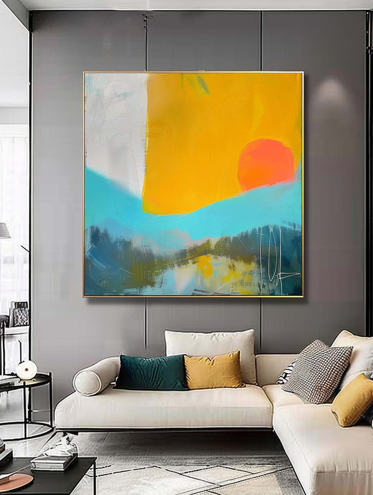 Wall Art Abstract Geometric Block Serene