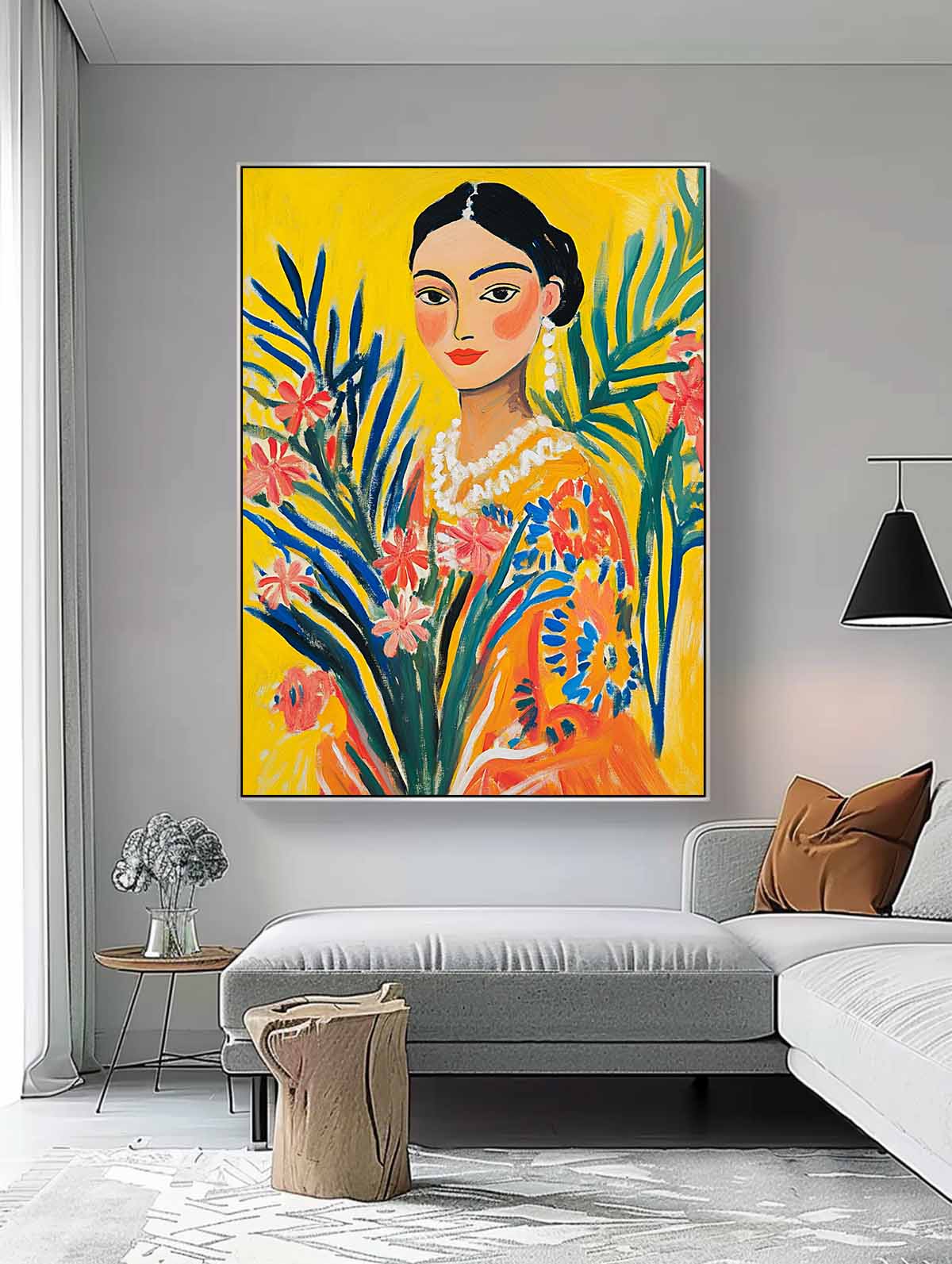 Fauvist Portrait Painting Vibrant Yellow Tropical