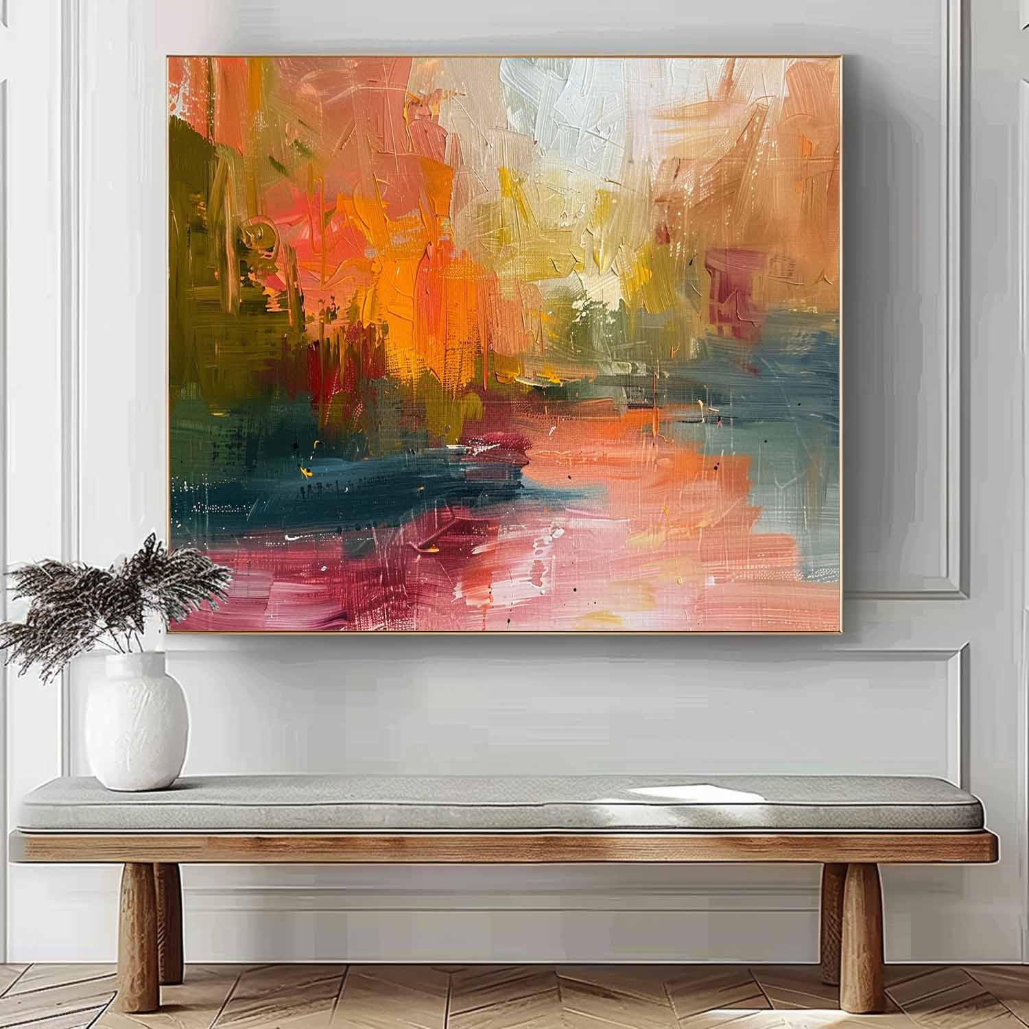 Wall Art Abstract Impasto Autumn Landscape Warm