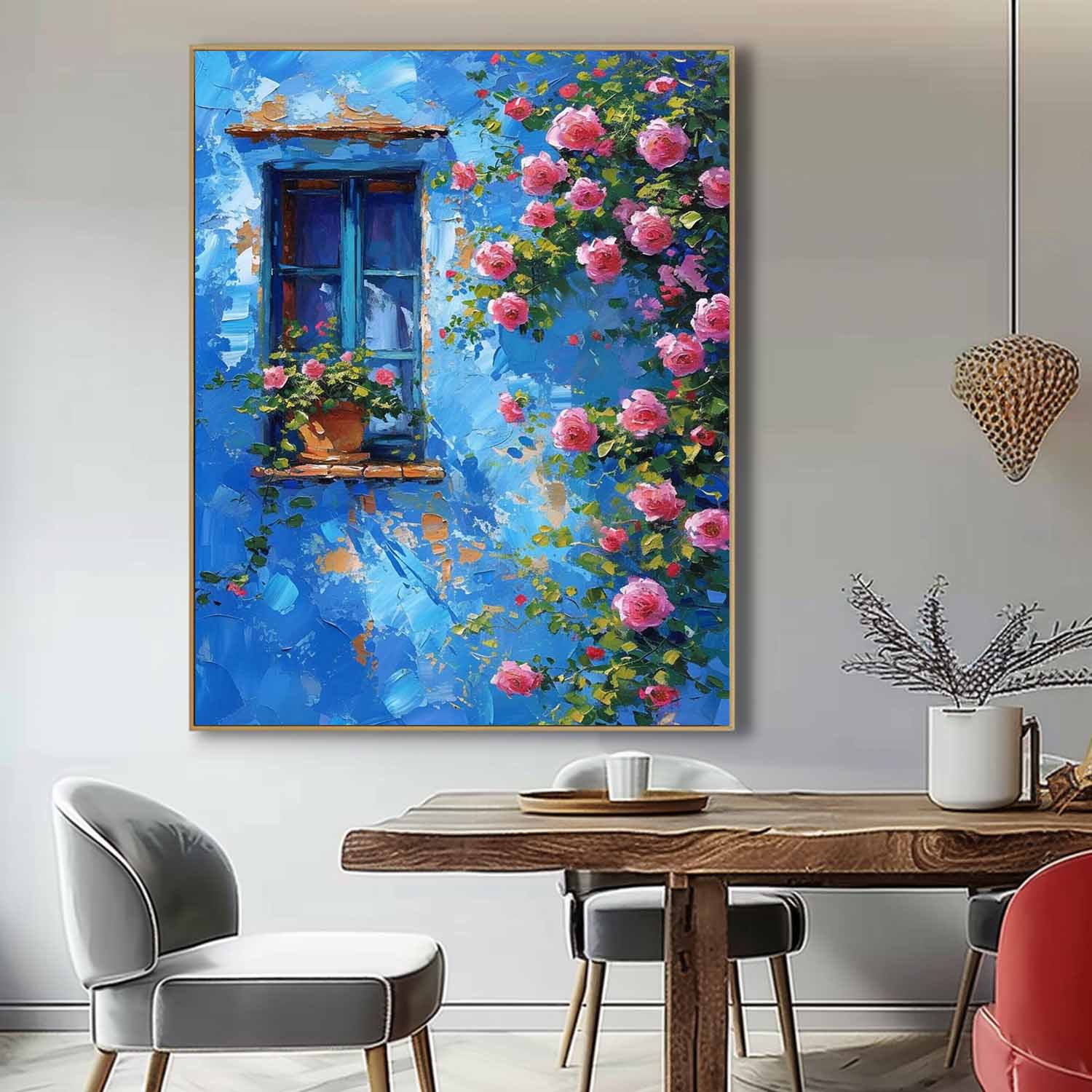 Bright Cobalt Wall Garden Rose Wall Art