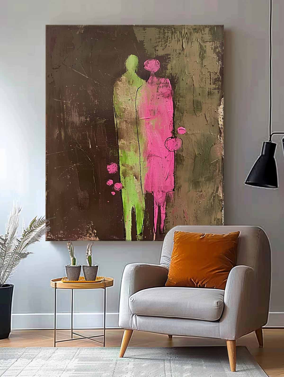 Wall Art Impasto People Silhouette Romantic Decor
