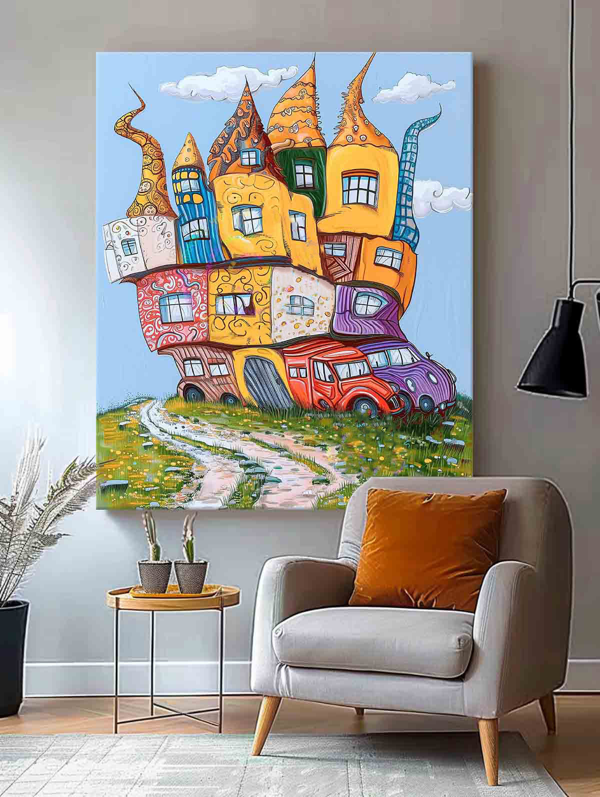 Wall Art Architecture Surreal Whimsical House Playful