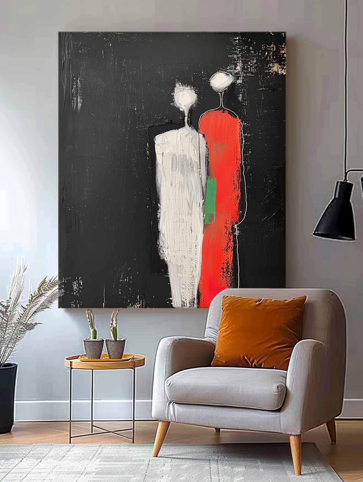 Wall Art Red People Contemporary Minimalist