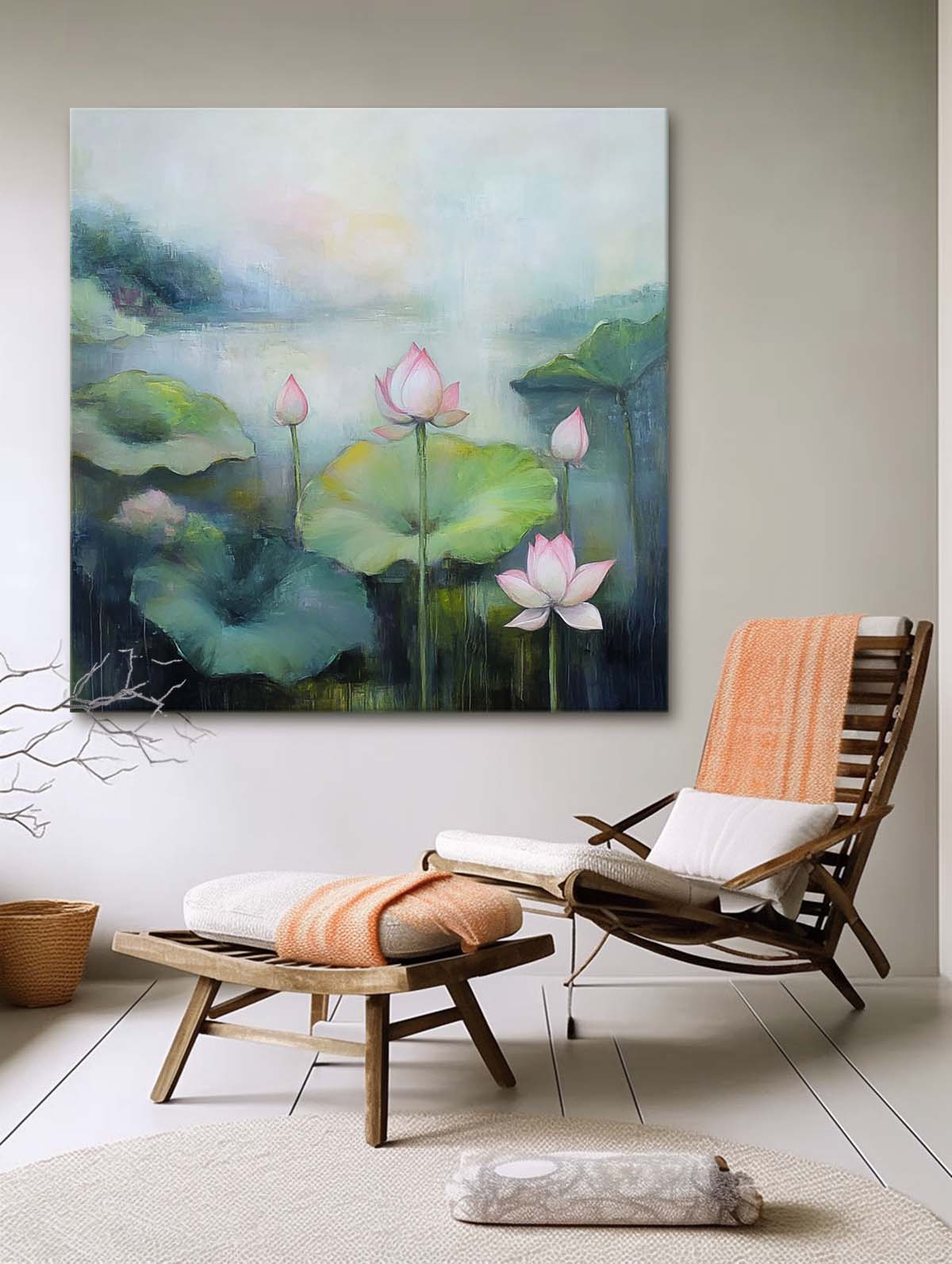 Wall Art Flower Serene Lotus Pond Tranquil