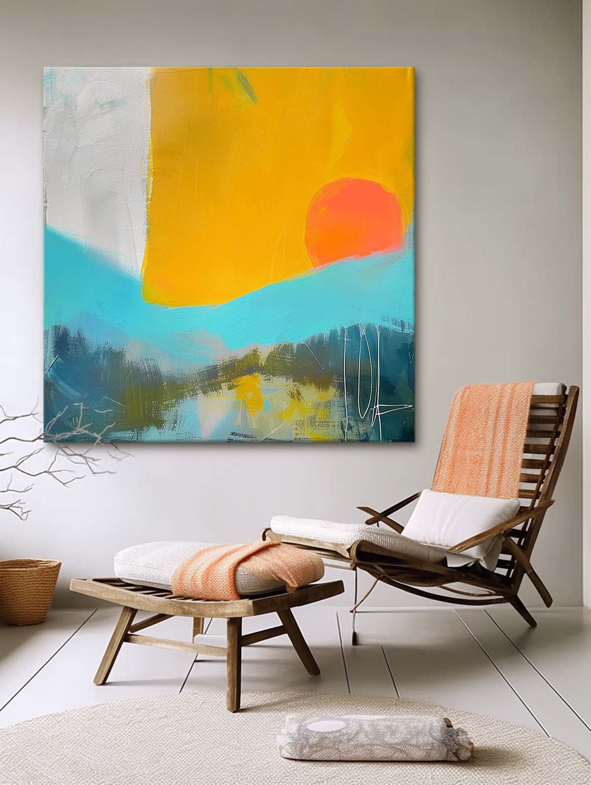 Wall Art Abstract Geometric Block Serene