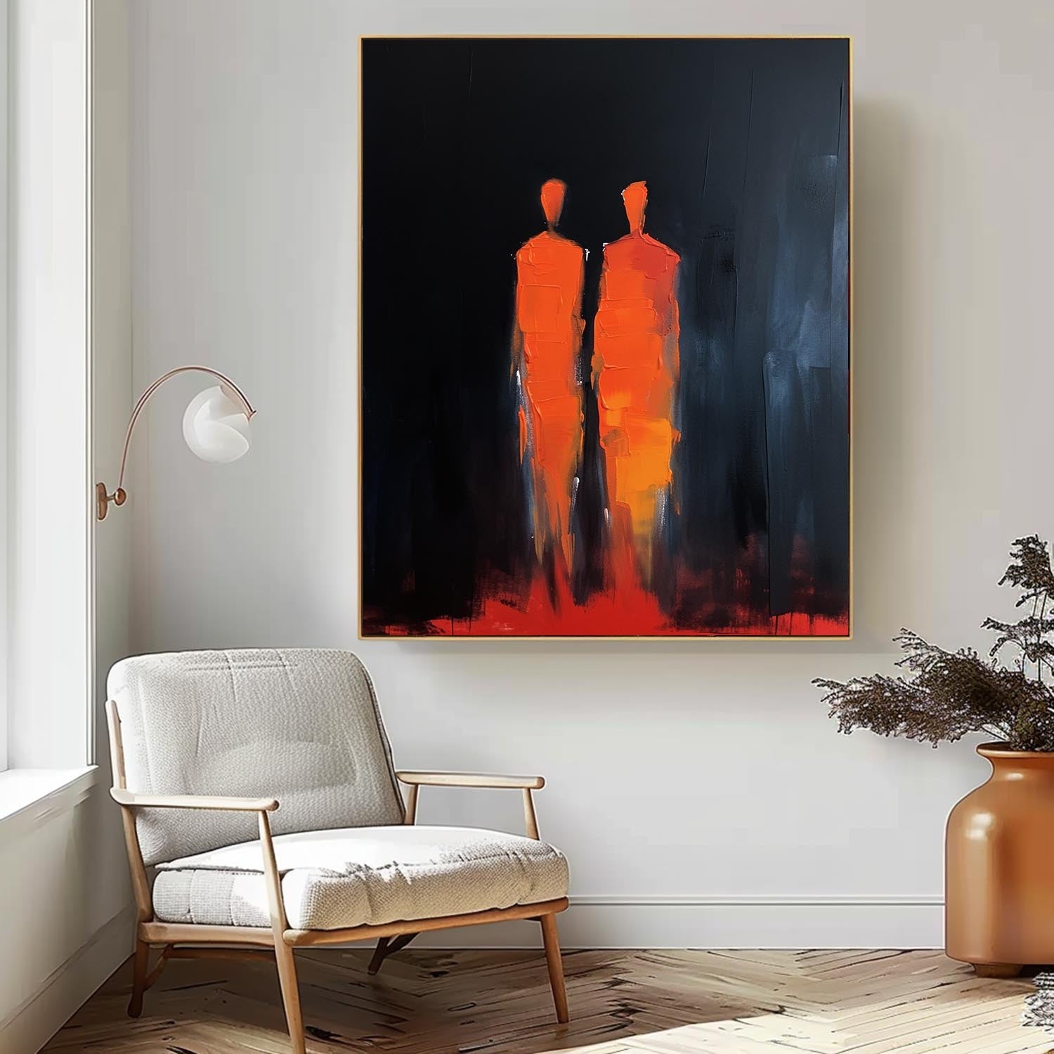 Wall Art Impasto People Silhouette Modern Abstract