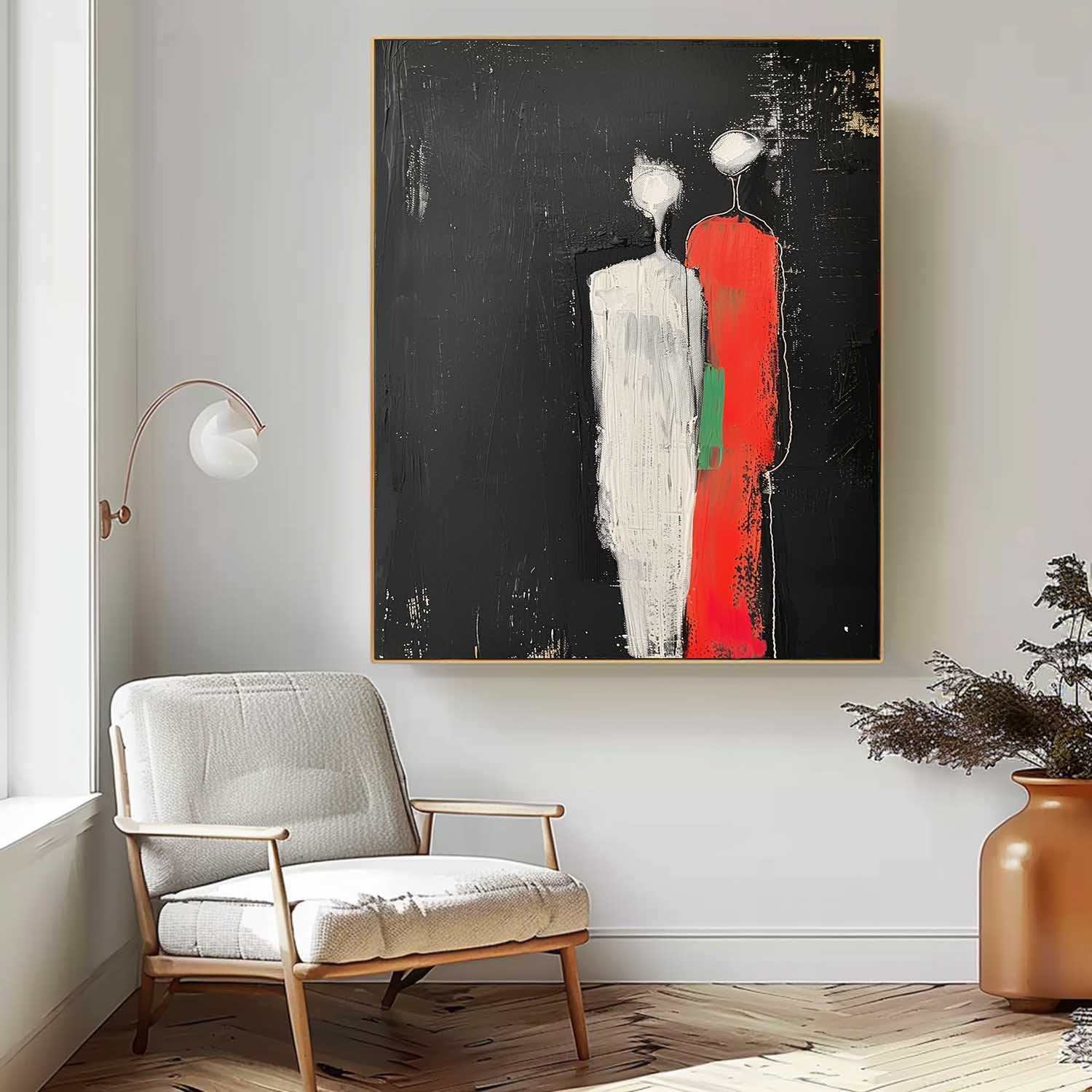 Wall Art Red People Contemporary Minimalist