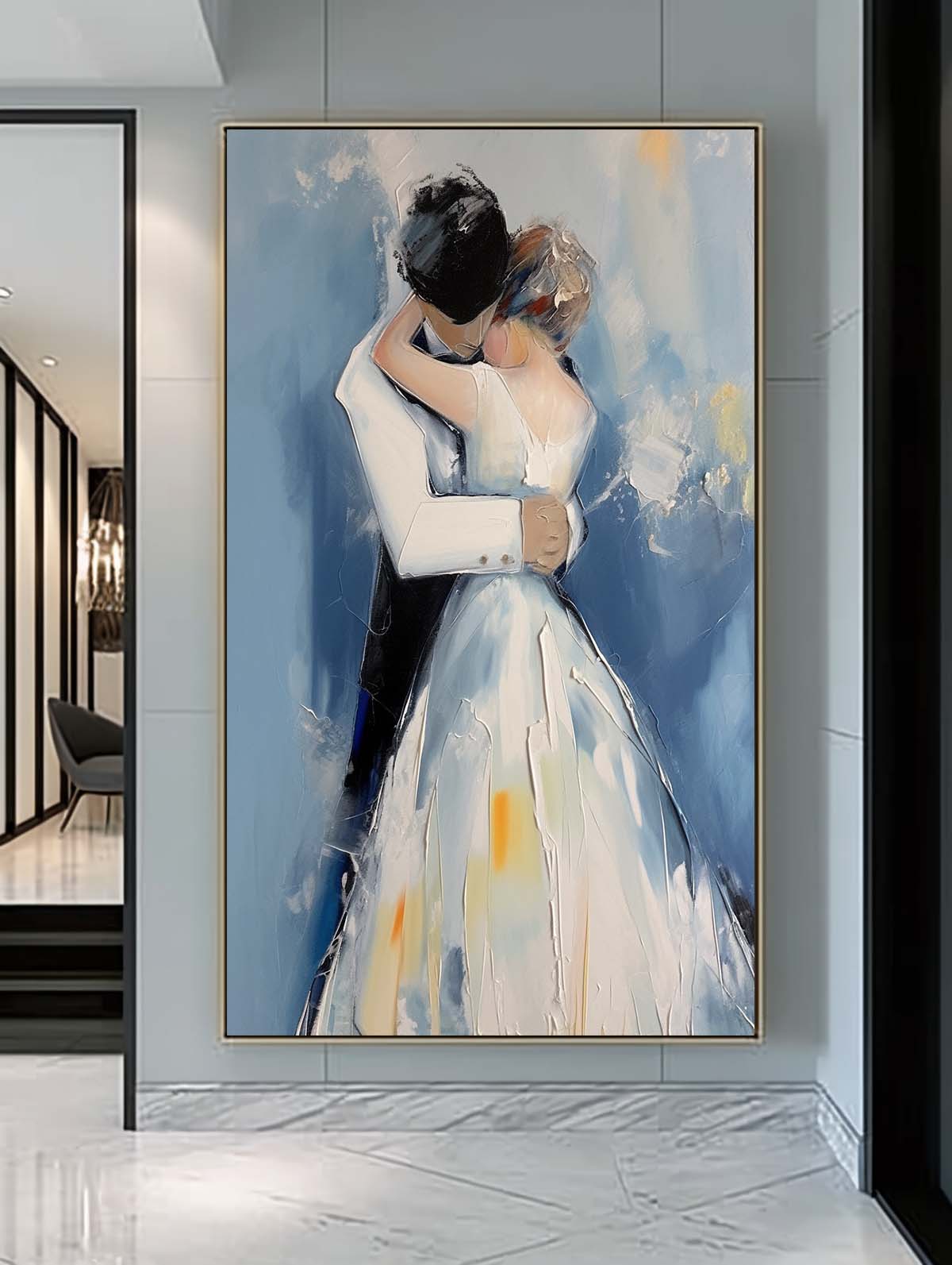 Wall Art Impasto Wedding Couple Romantic Intimate