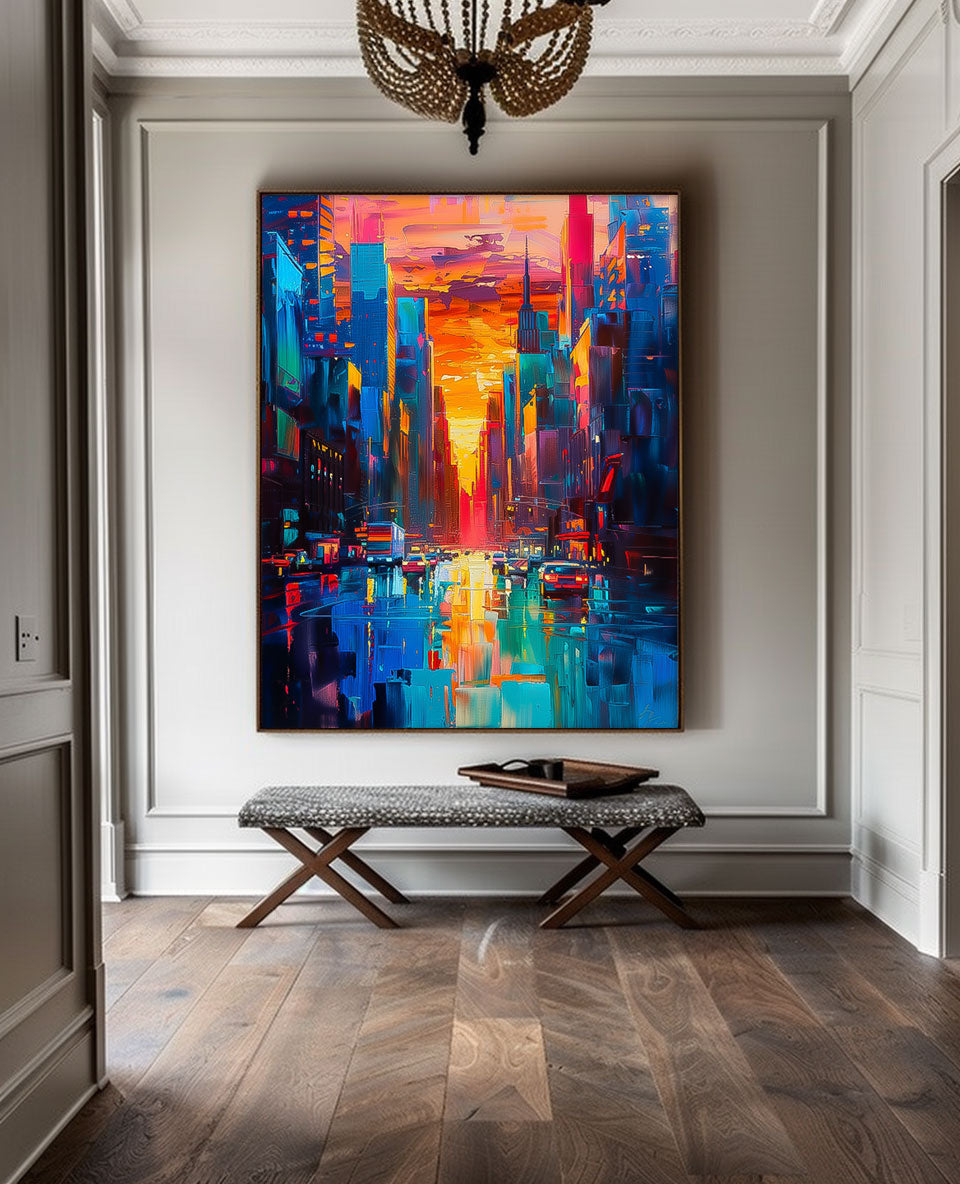 Wall Art Architecture Rainy Moody Night Decor