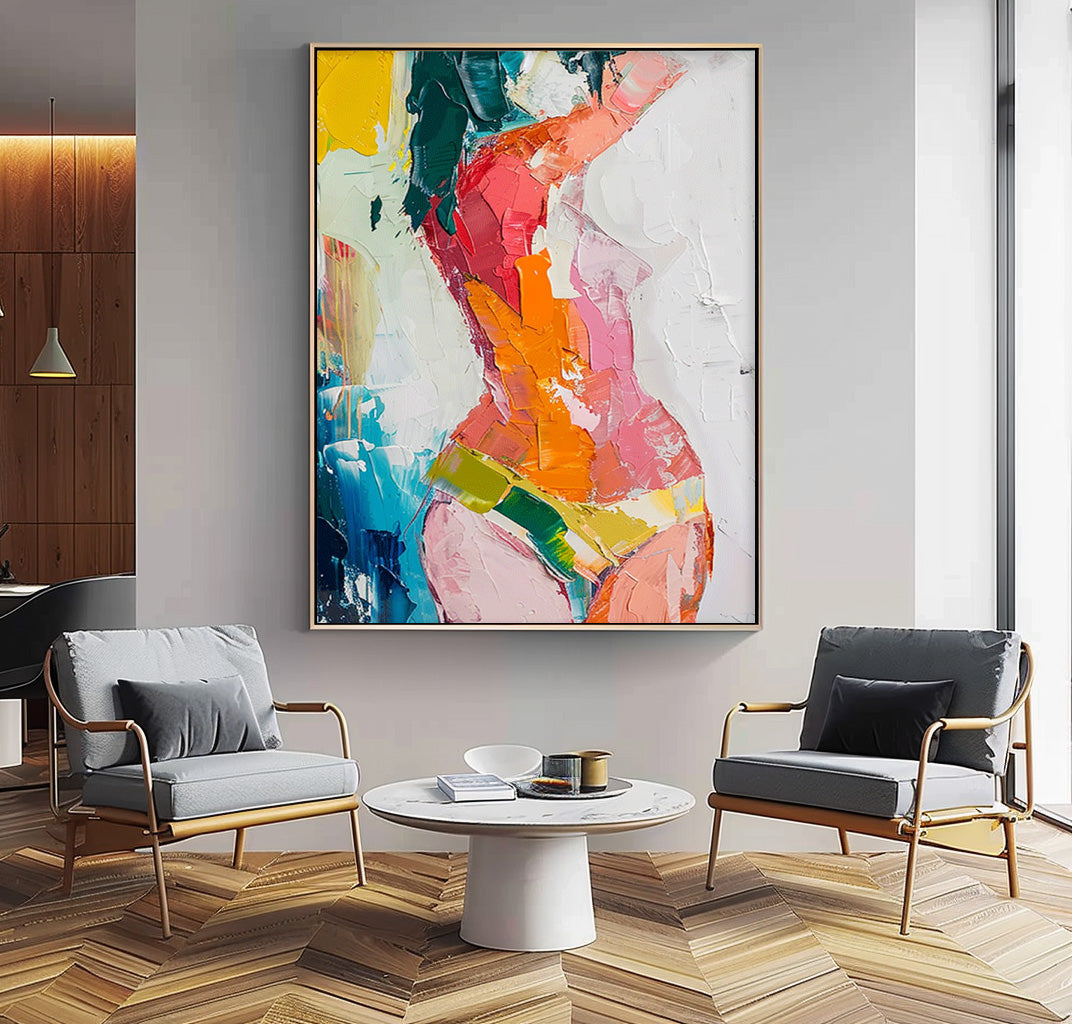 Dynamic Impasto Abstract Female Figure Painting