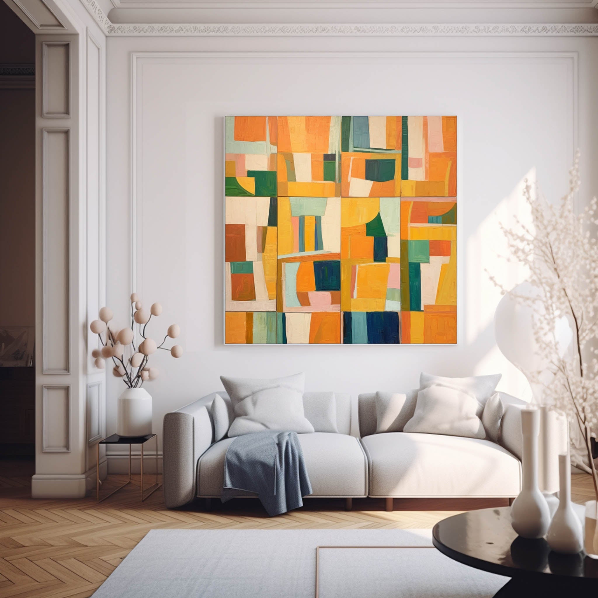 Wall Art Abstract Geometric Irregular Block