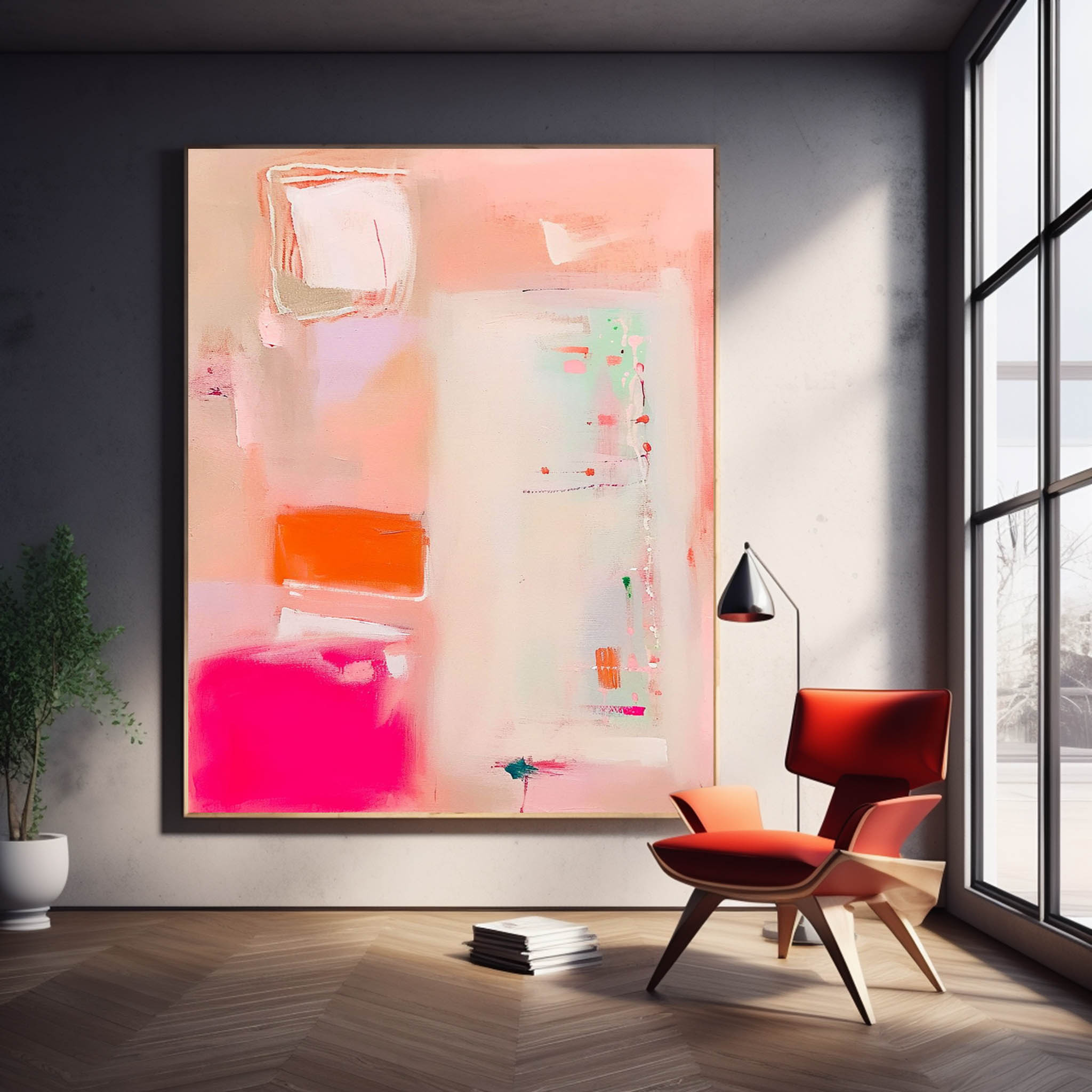 Wall Art Soft Pastel Abstract Impasto Minimalist