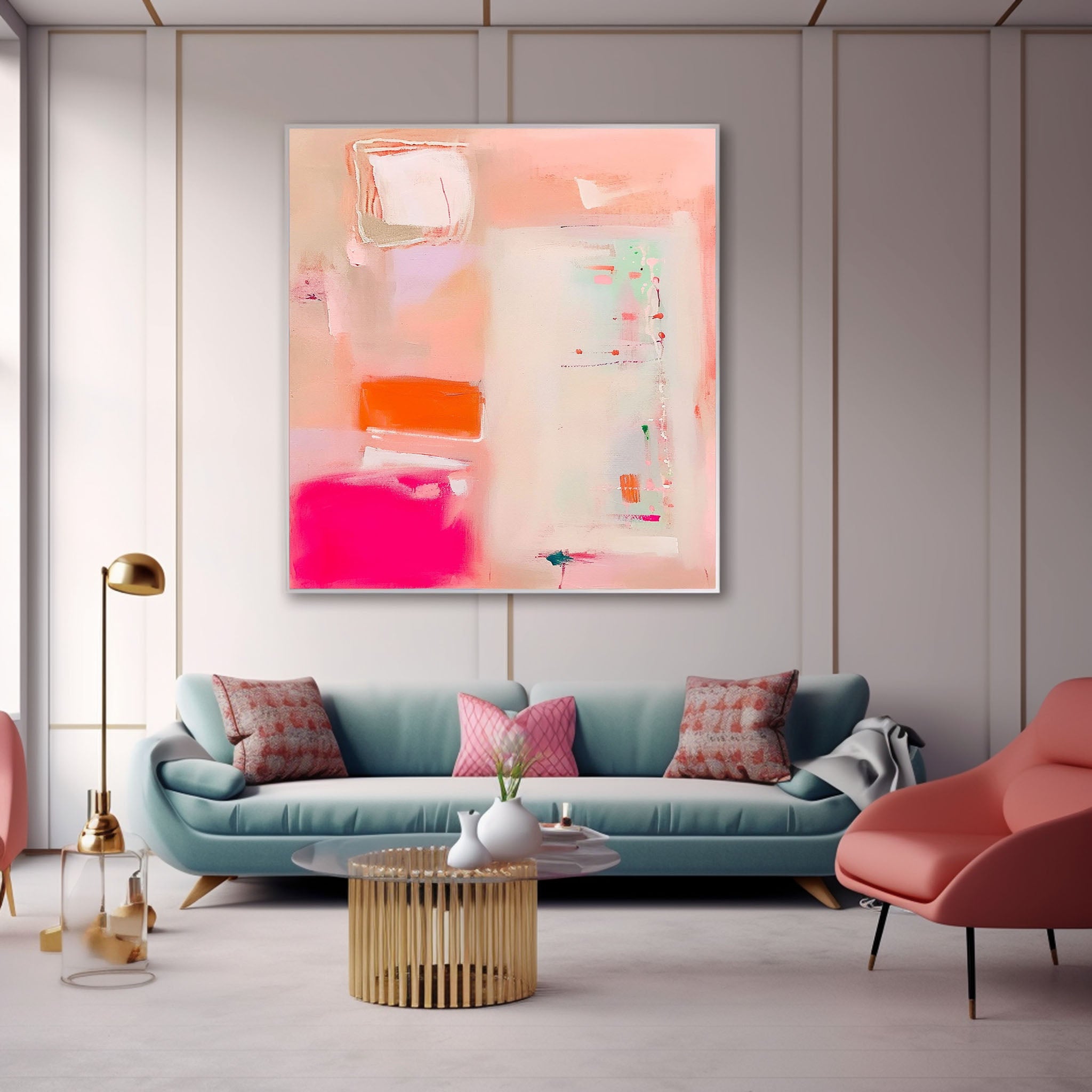 Wall Art Soft Pastel Abstract Impasto Minimalist