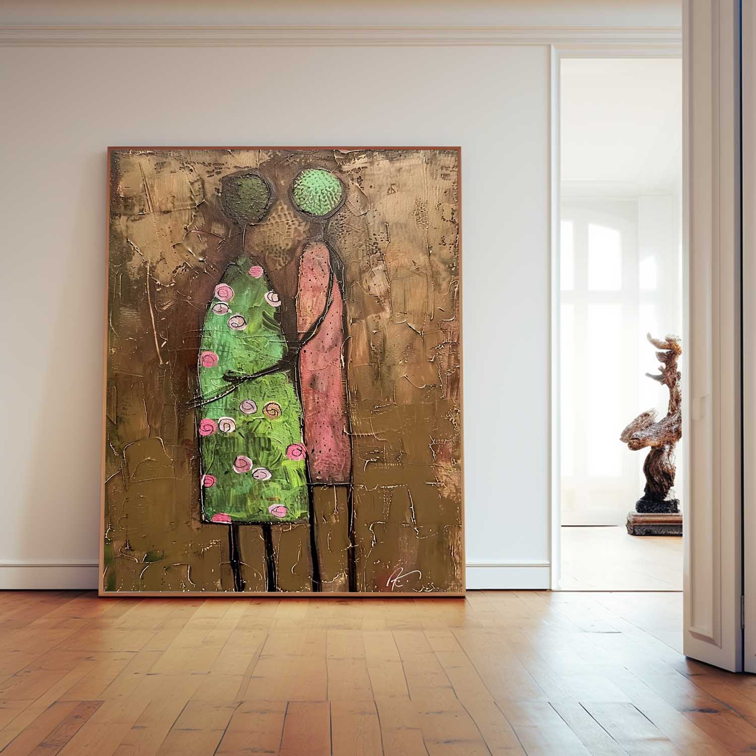Wall Art Stylized Couple Silhouette Floral Dress