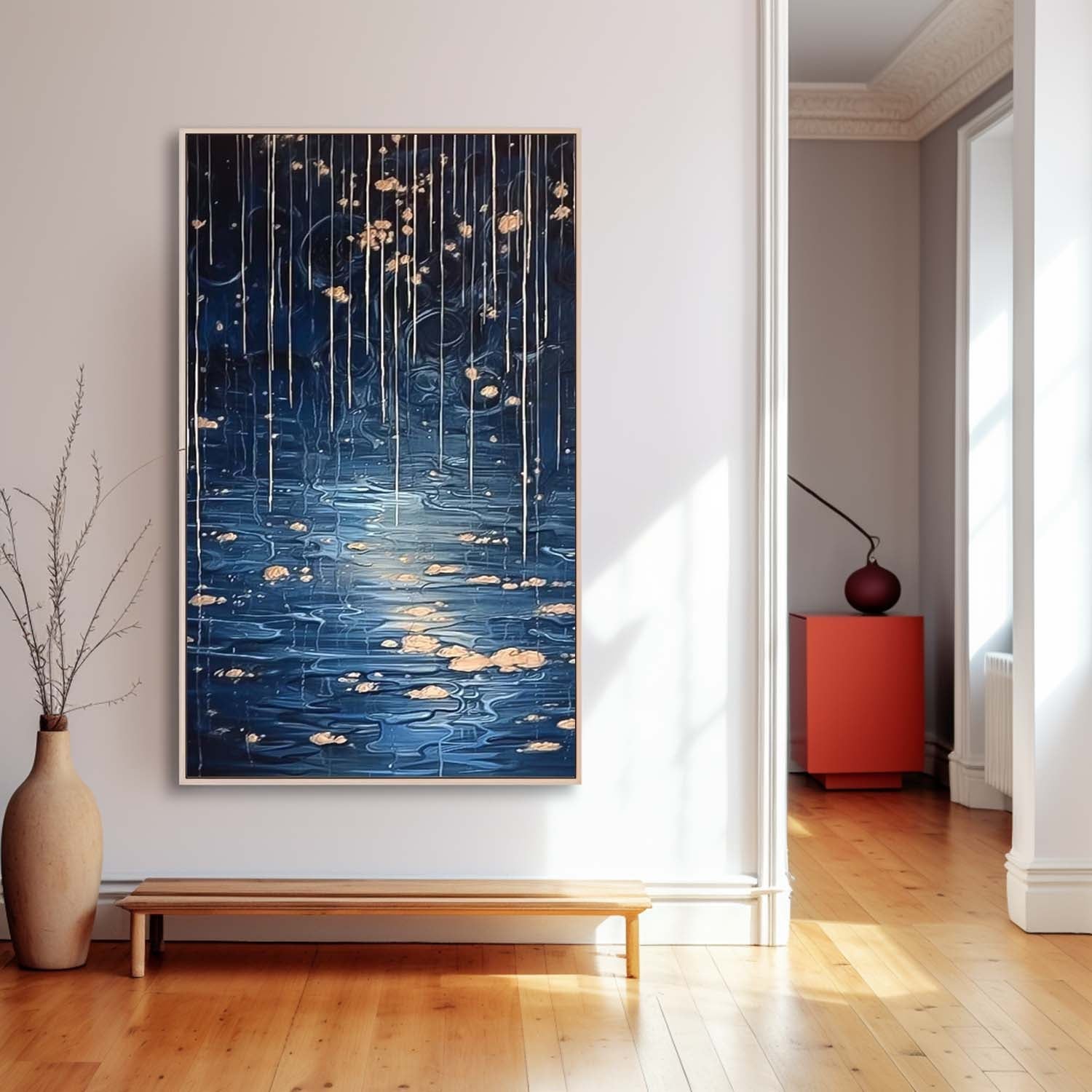Wall Art Impasto Abstract Night Dreamy Waterfall