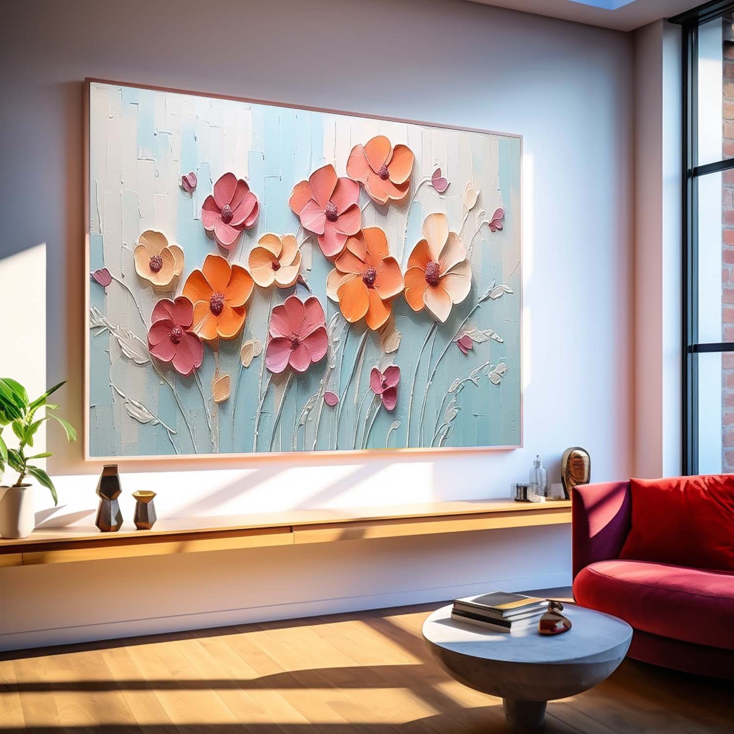 Wall Art Impasto Flower Contemporary Modern