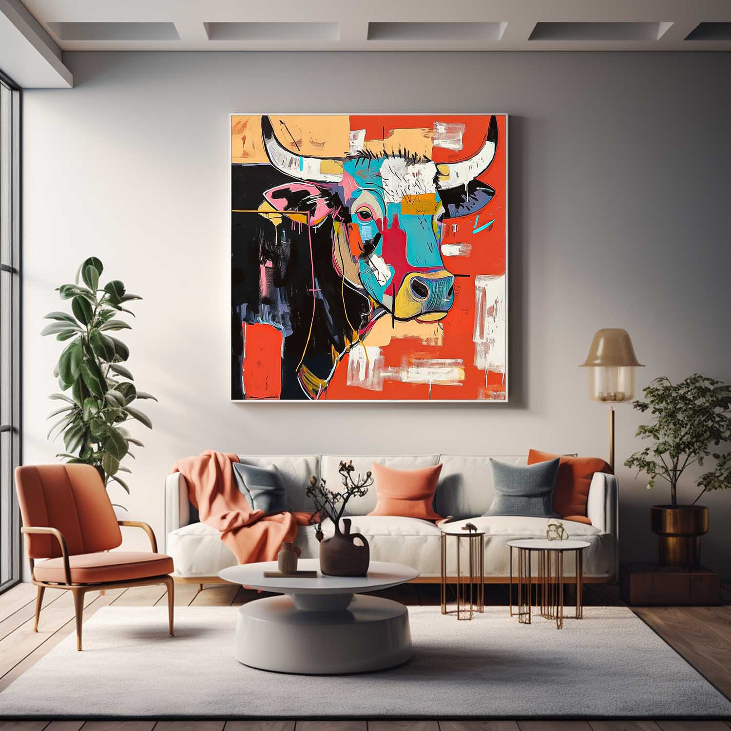 Wall Art Animal Abstract Pop Vibrant Bull