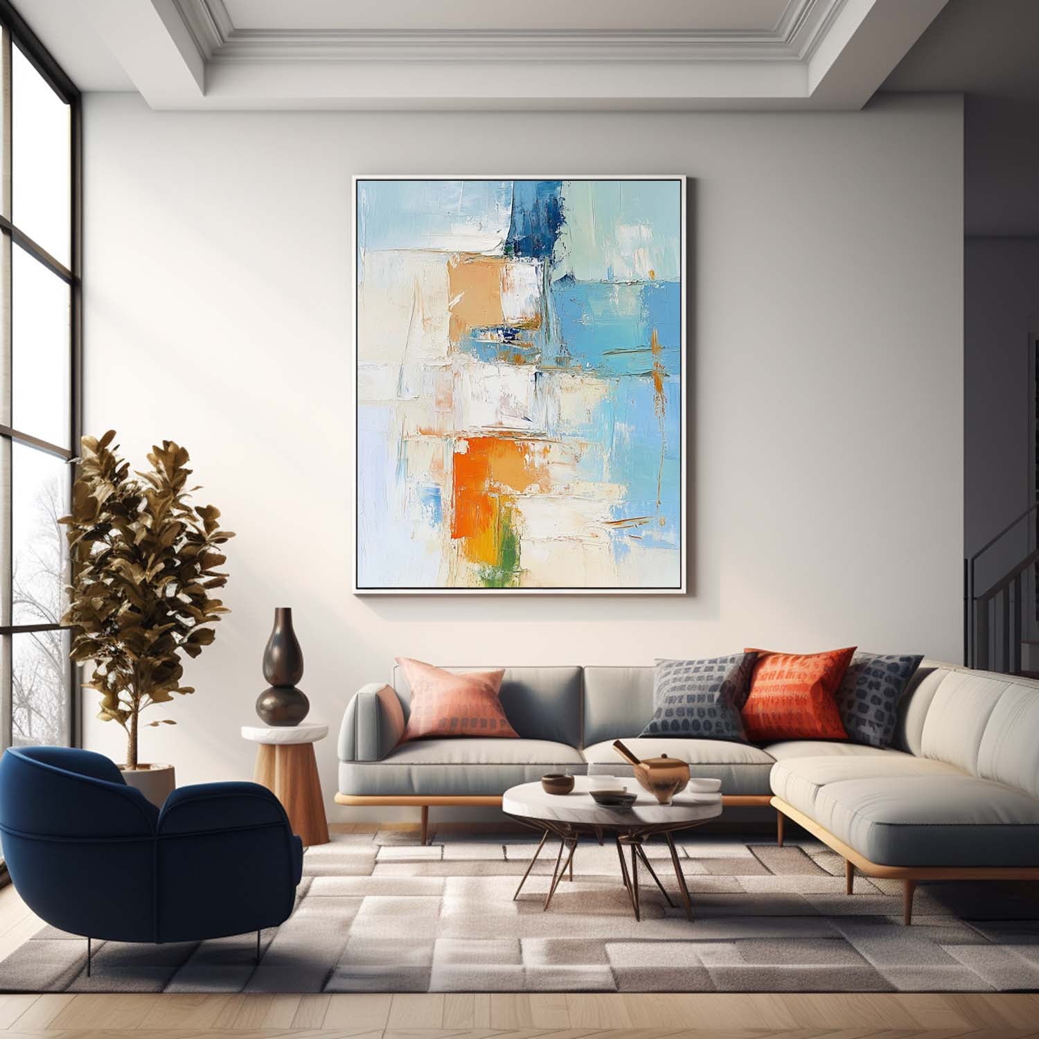 Abstract Canvas Art AB604 - Neutralighting