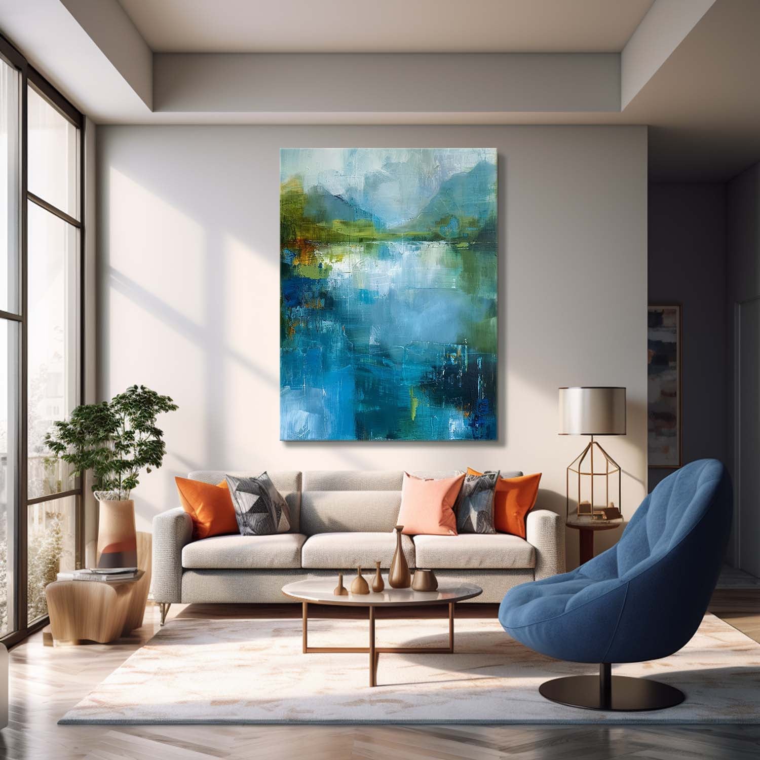 Wall Art Abstract Morandi Blended Soft Lake