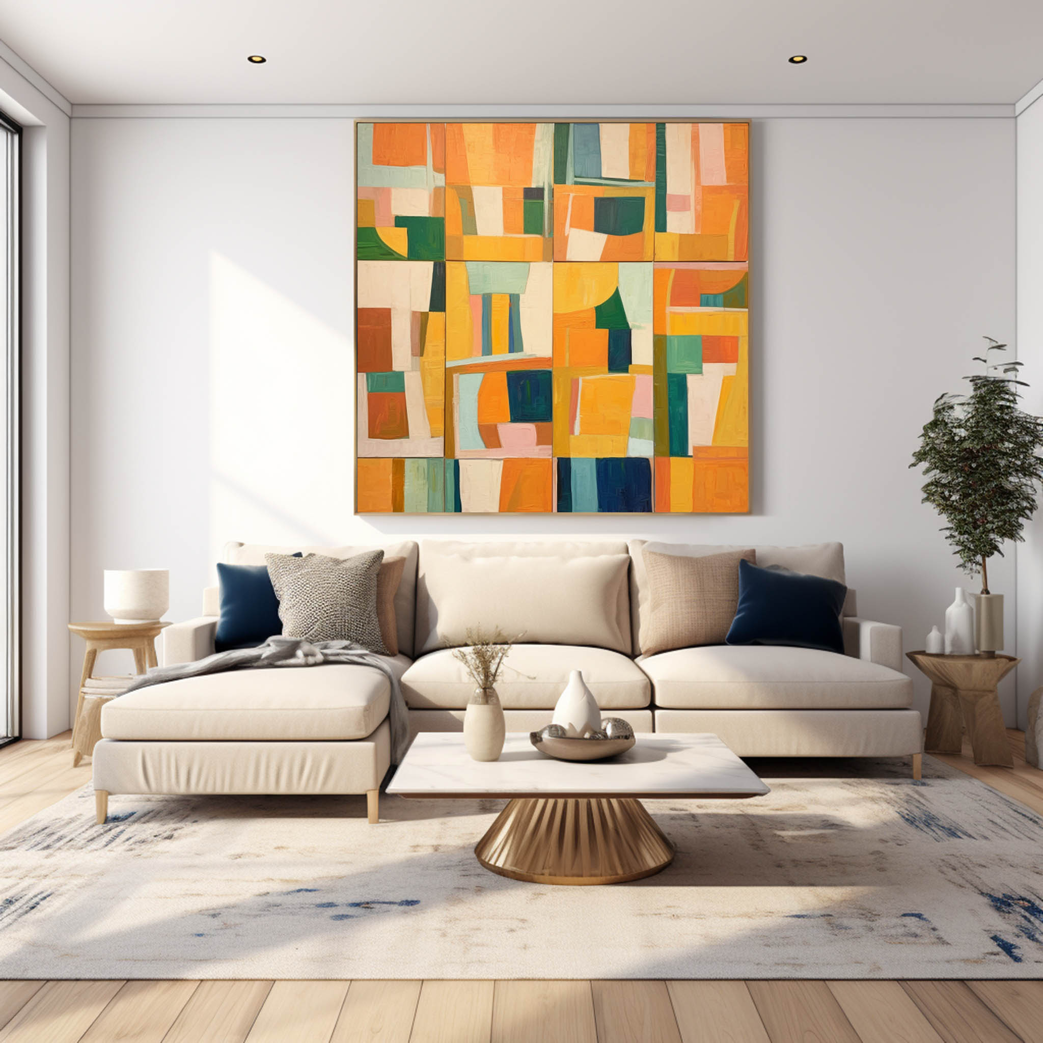Wall Art Abstract Geometric Irregular Block