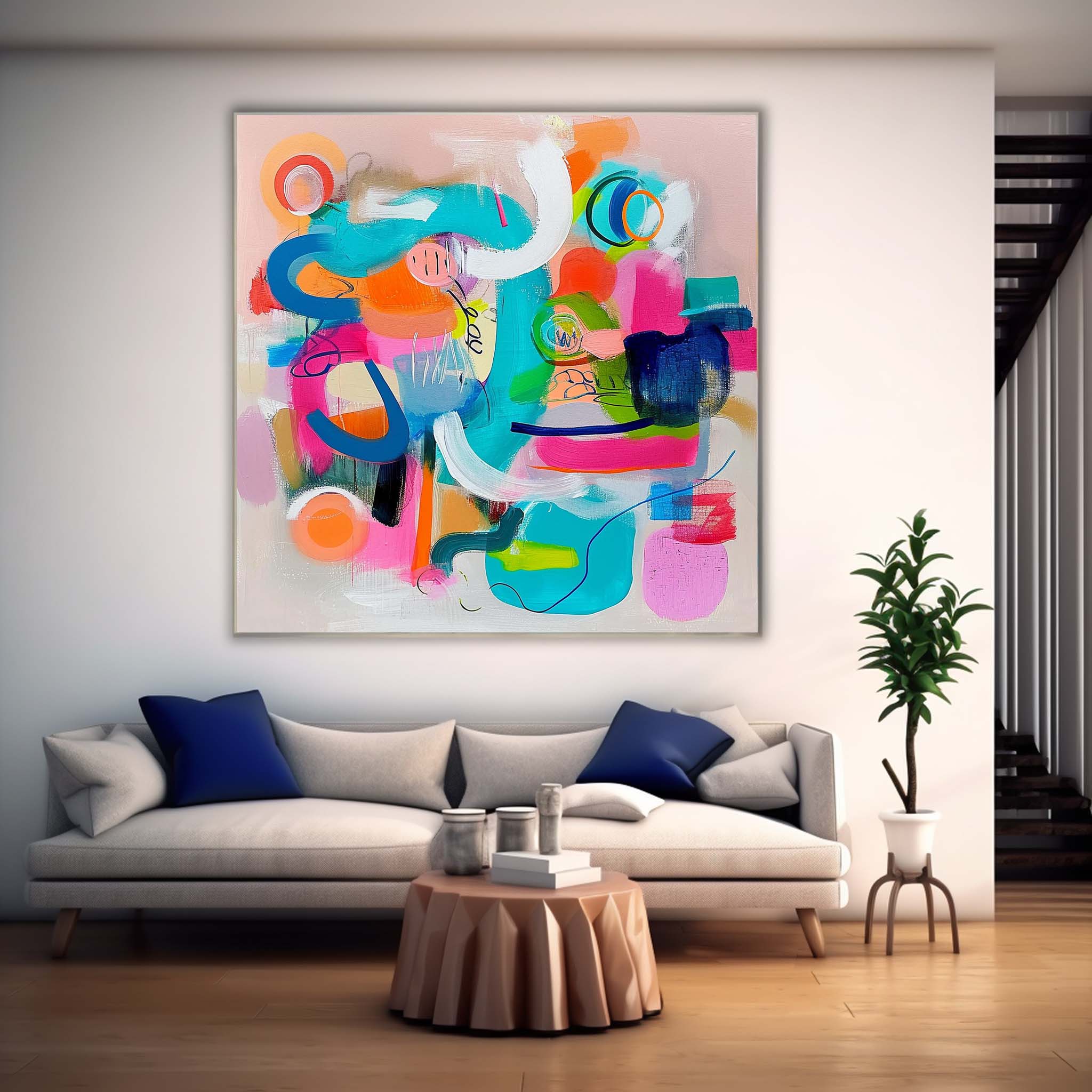 Wall Art Edgy Bold Color Pop Abstract Expressionist