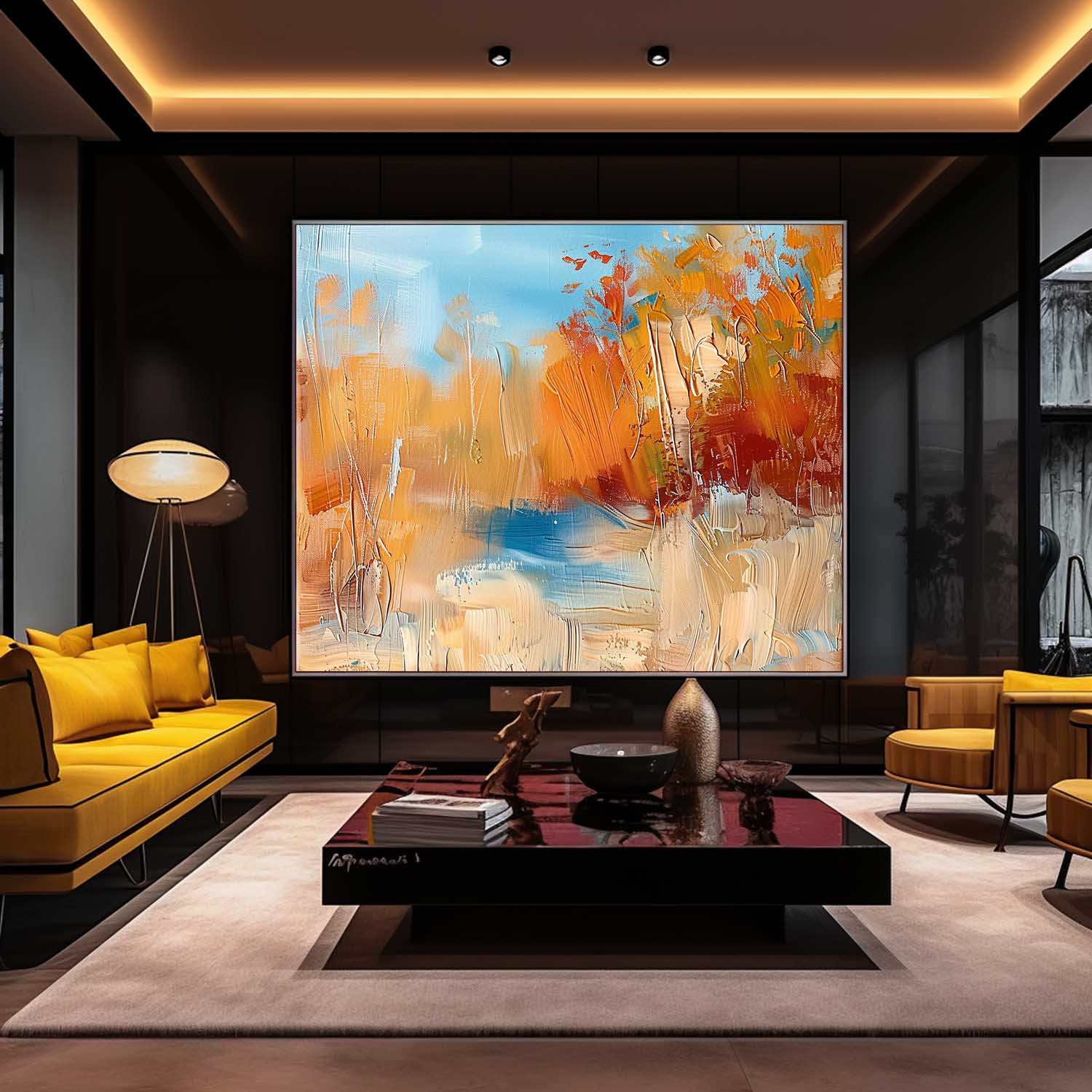 Wall Art Abstract Decor Landscape Impasto Autumn