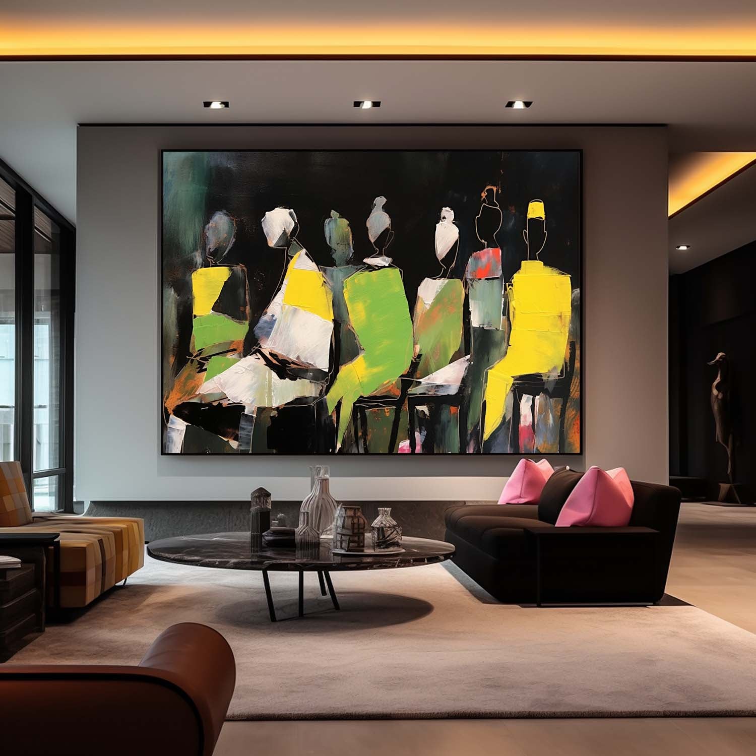 Wall Art Cubist Seated Figures Group