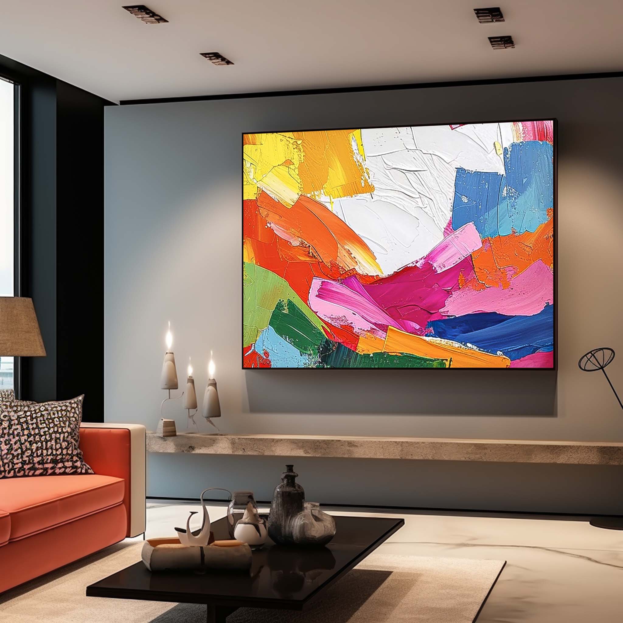Wall Art Vibrant Impasto Abstract Expressionist