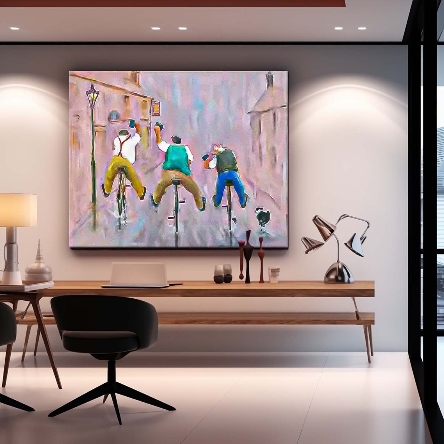 Wall Art Rainy Street People Joyful Design
