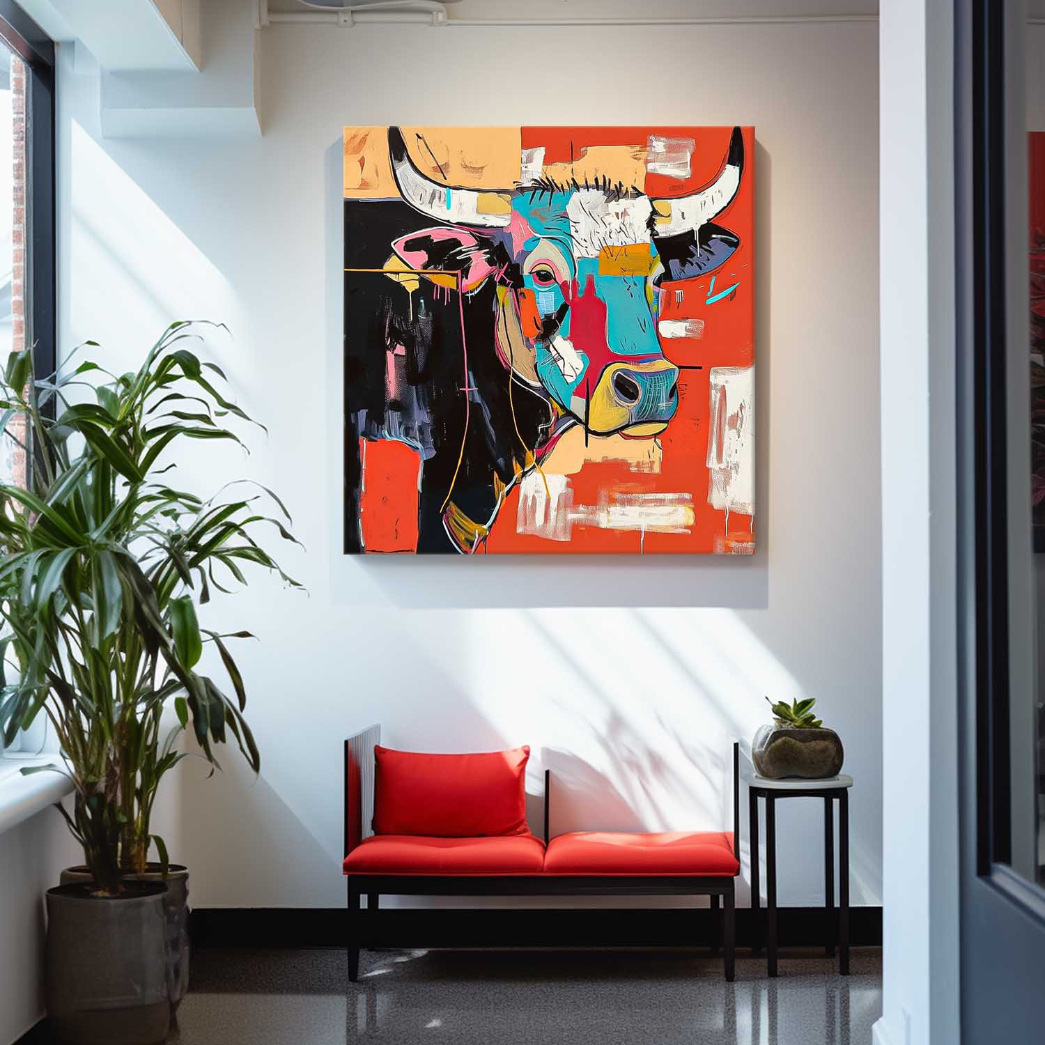 Wall Art Animal Abstract Pop Vibrant Bull