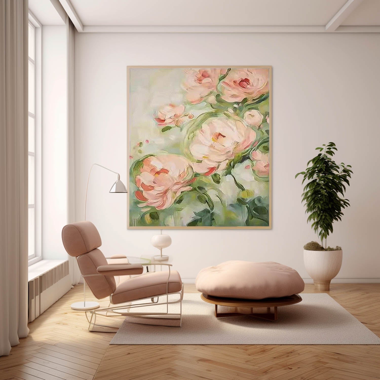 Soft Pink Peony Floral Canvas Wall Art