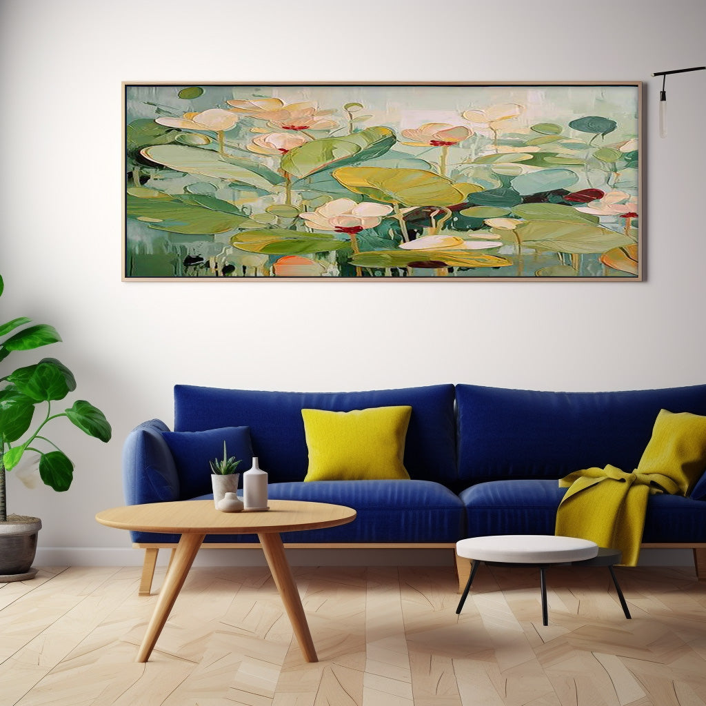 Wall Art Impasto Soft Lotus Pond Floral