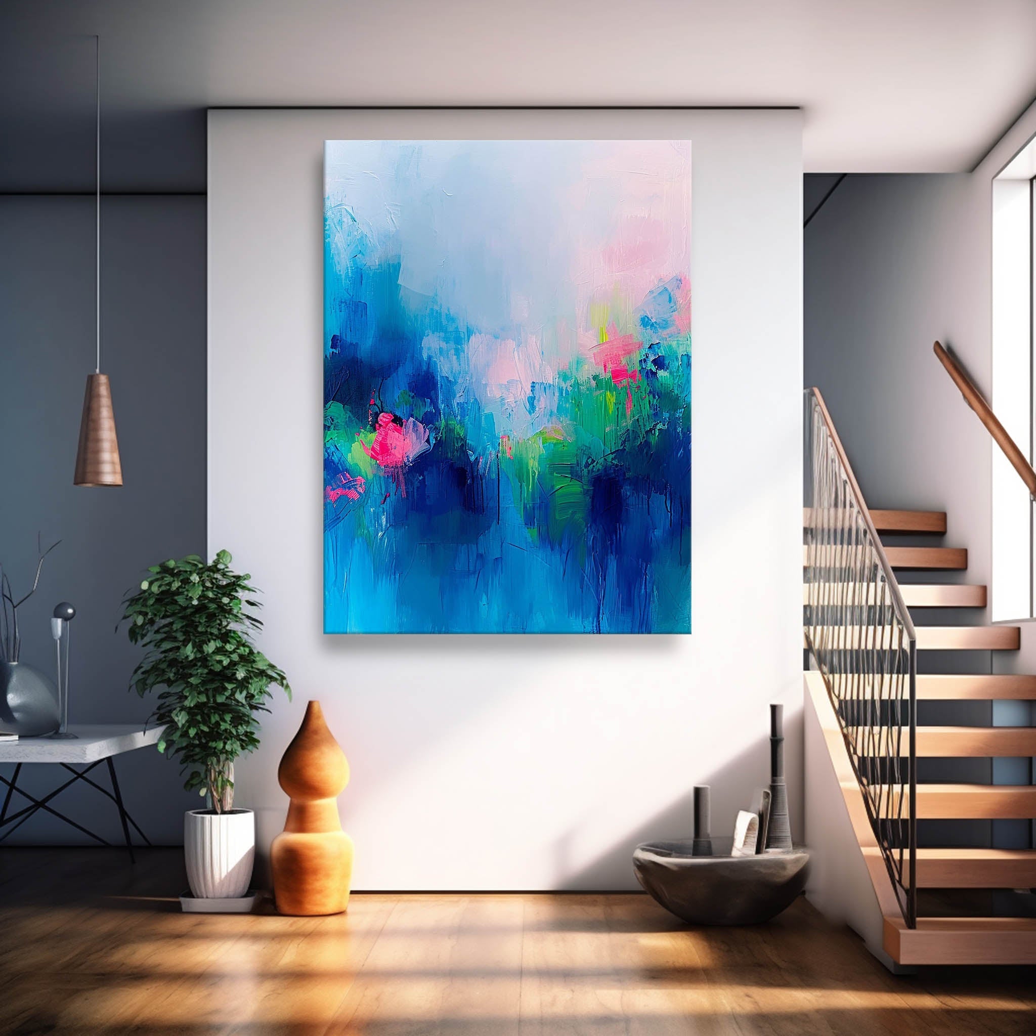 Wall Art Abstract Elegant Cool Tone Serene