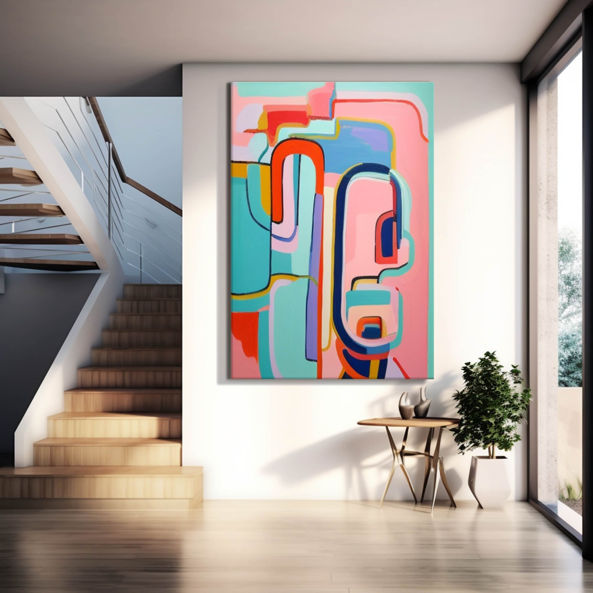 Wall Art Pink Abstract Atmosphere Pastel Pop