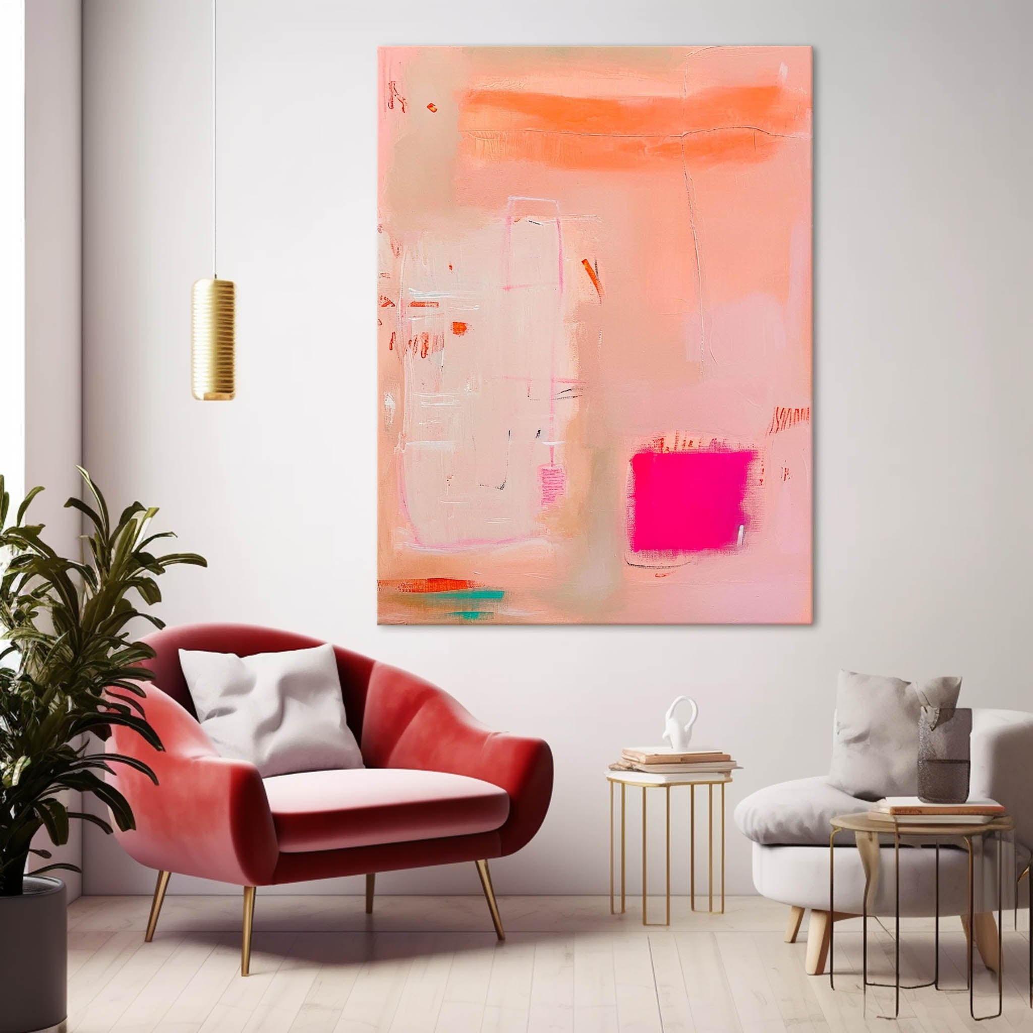 Wall Art Abstract Soft Pastel Block Playful