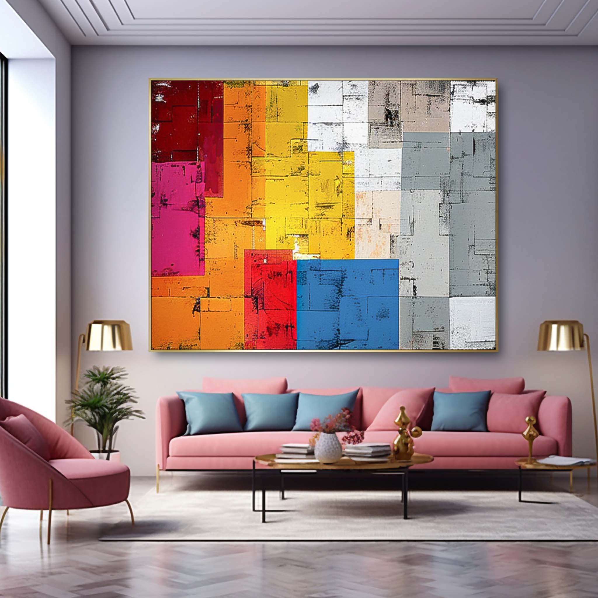 Wall Art Abstract Energetic Lively Bauhaus Geometric
