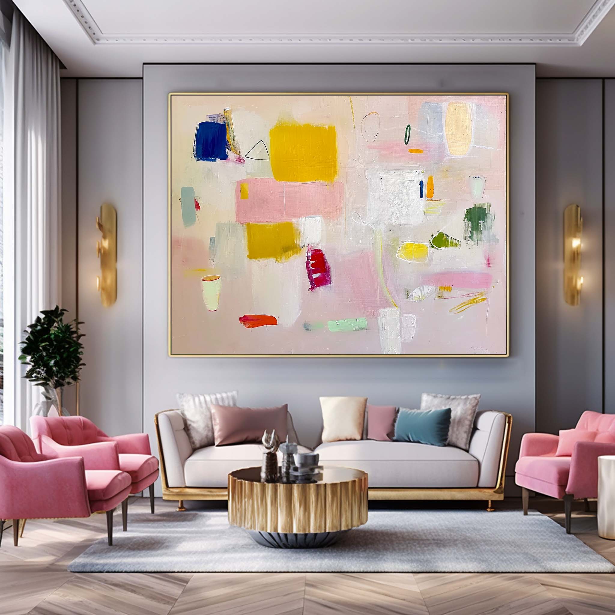 Wall Art Soft Pastel Abstract Impasto Serene
