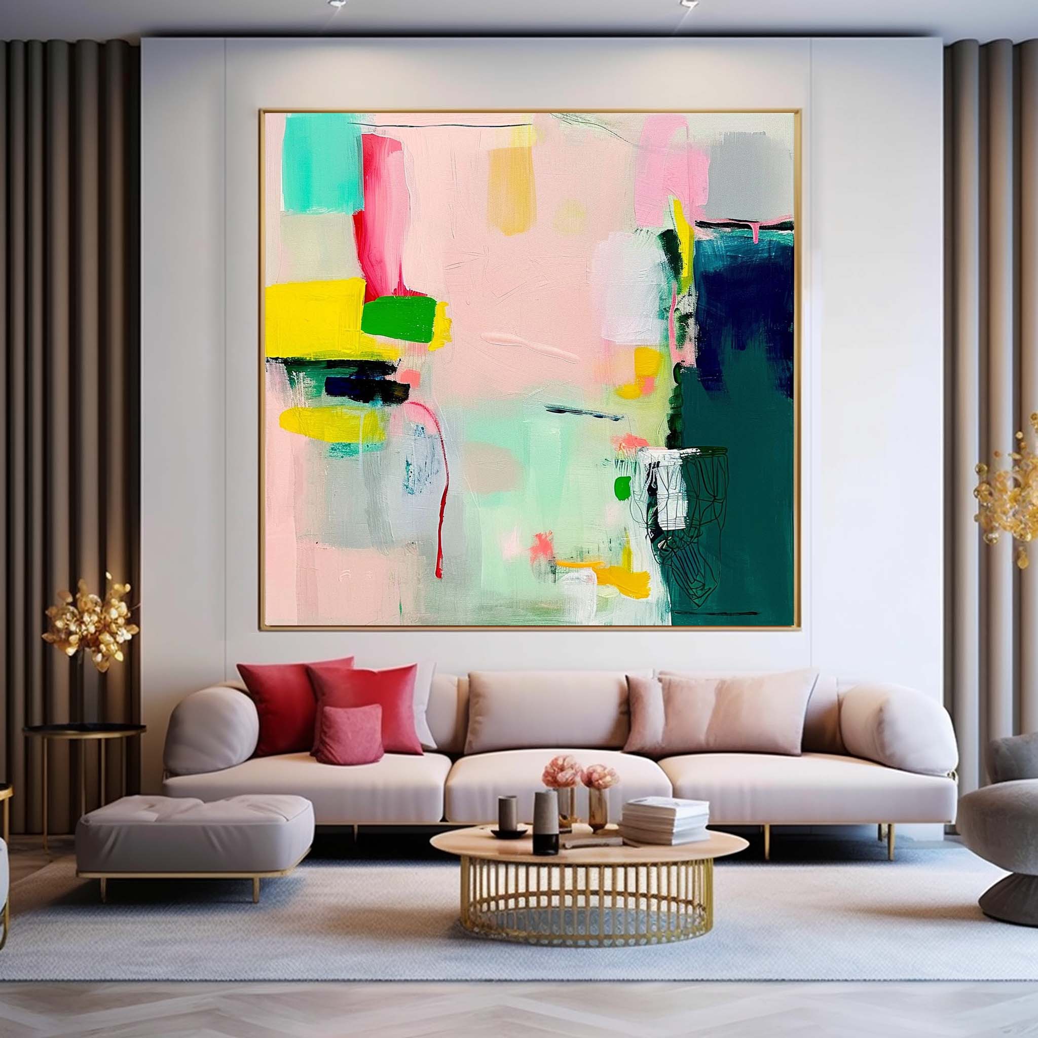 Wall Art Soft Pastel Abstract Fluid Wash Scene