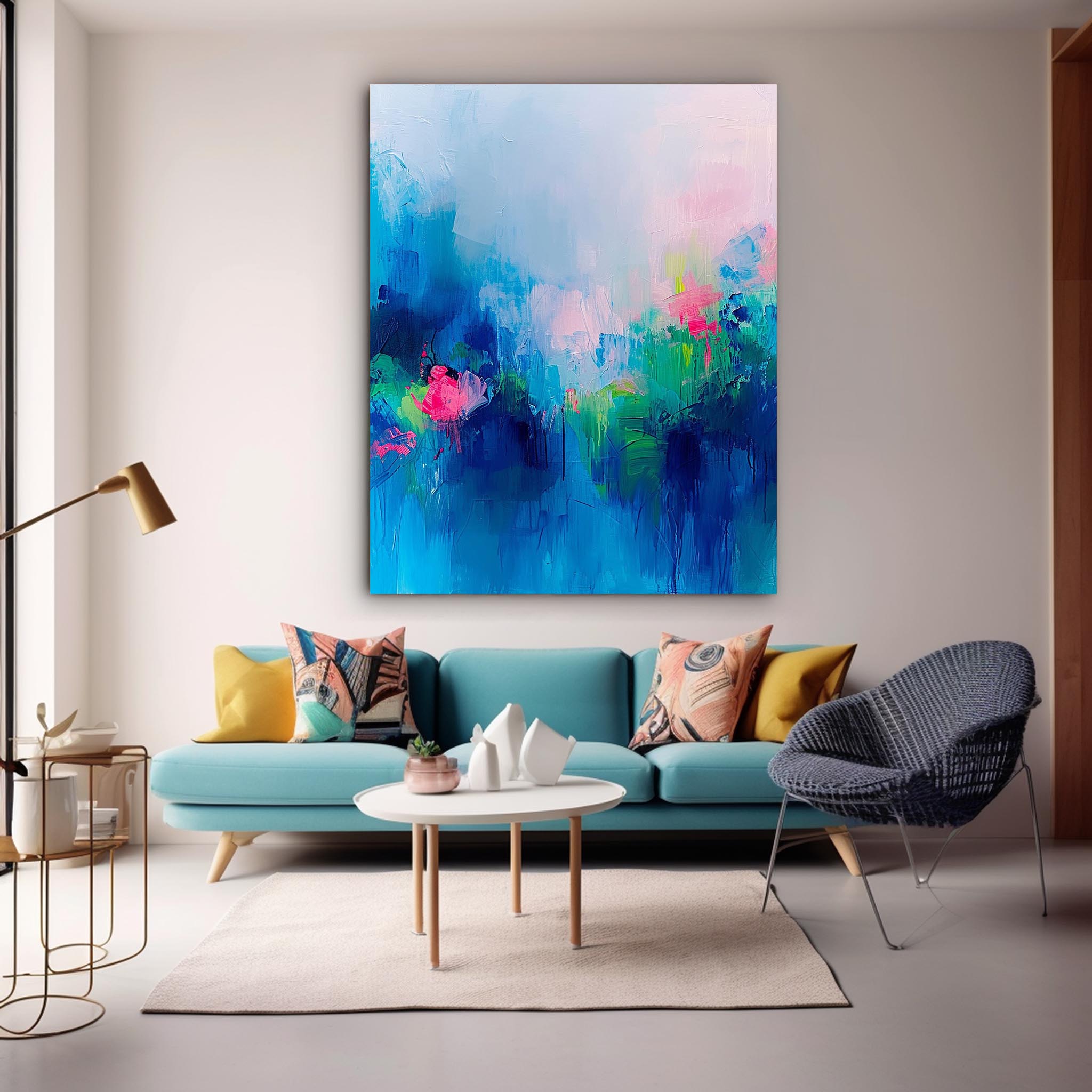 Wall Art Abstract Elegant Cool Tone Serene