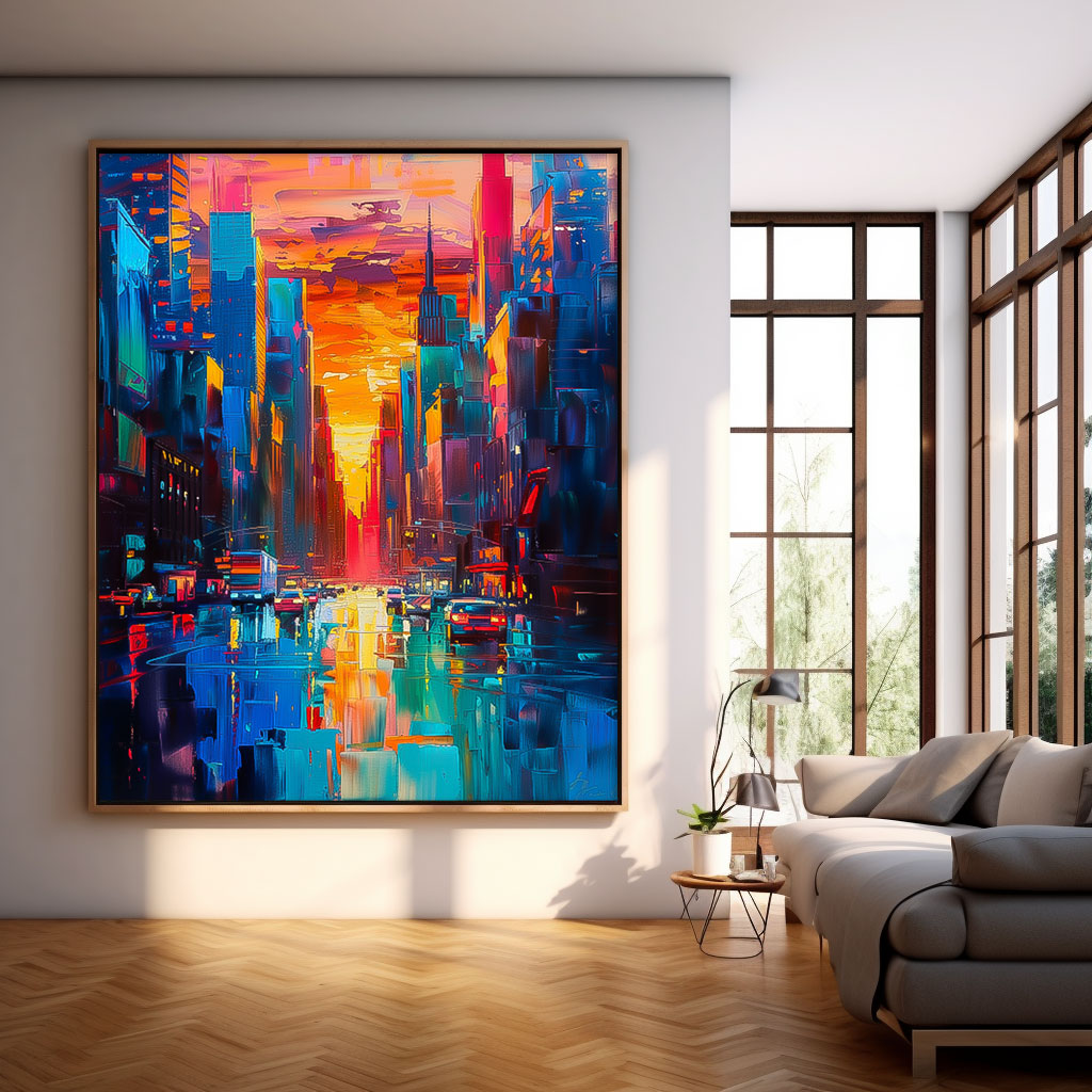 Wall Art Architecture Rainy Moody Night Decor