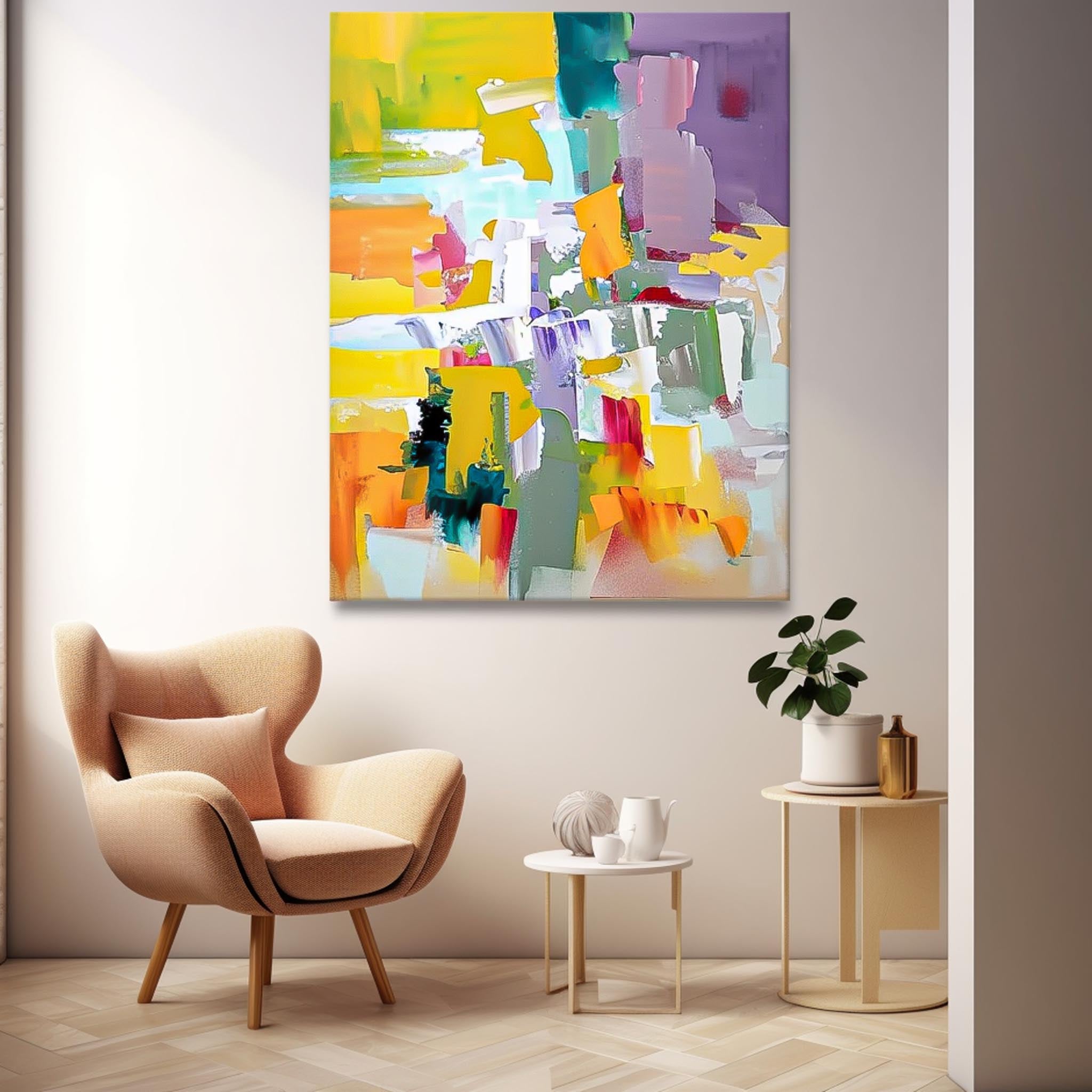 Wall Art Vivid Yellow Abstract Energetic Lively