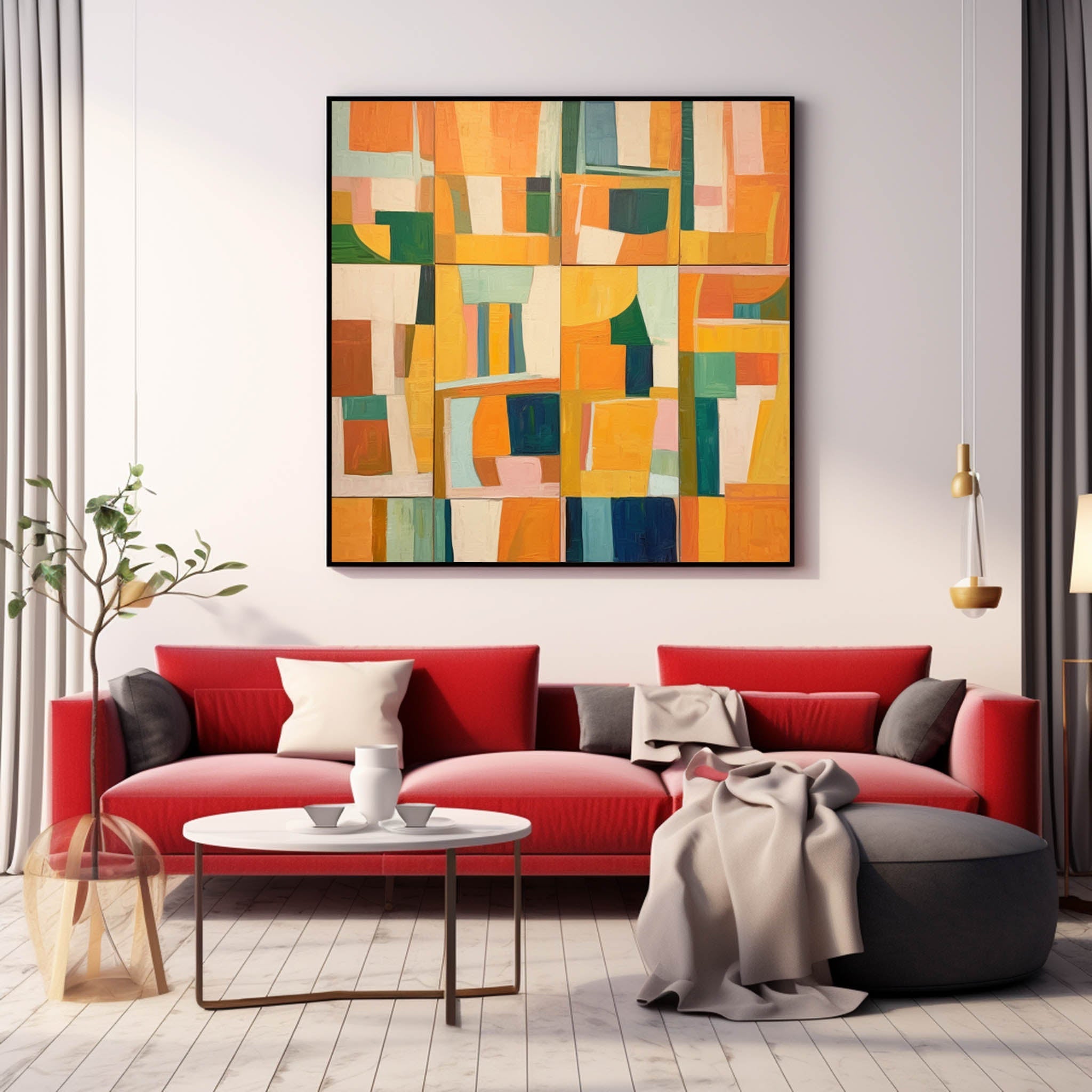 Wall Art Abstract Geometric Irregular Block