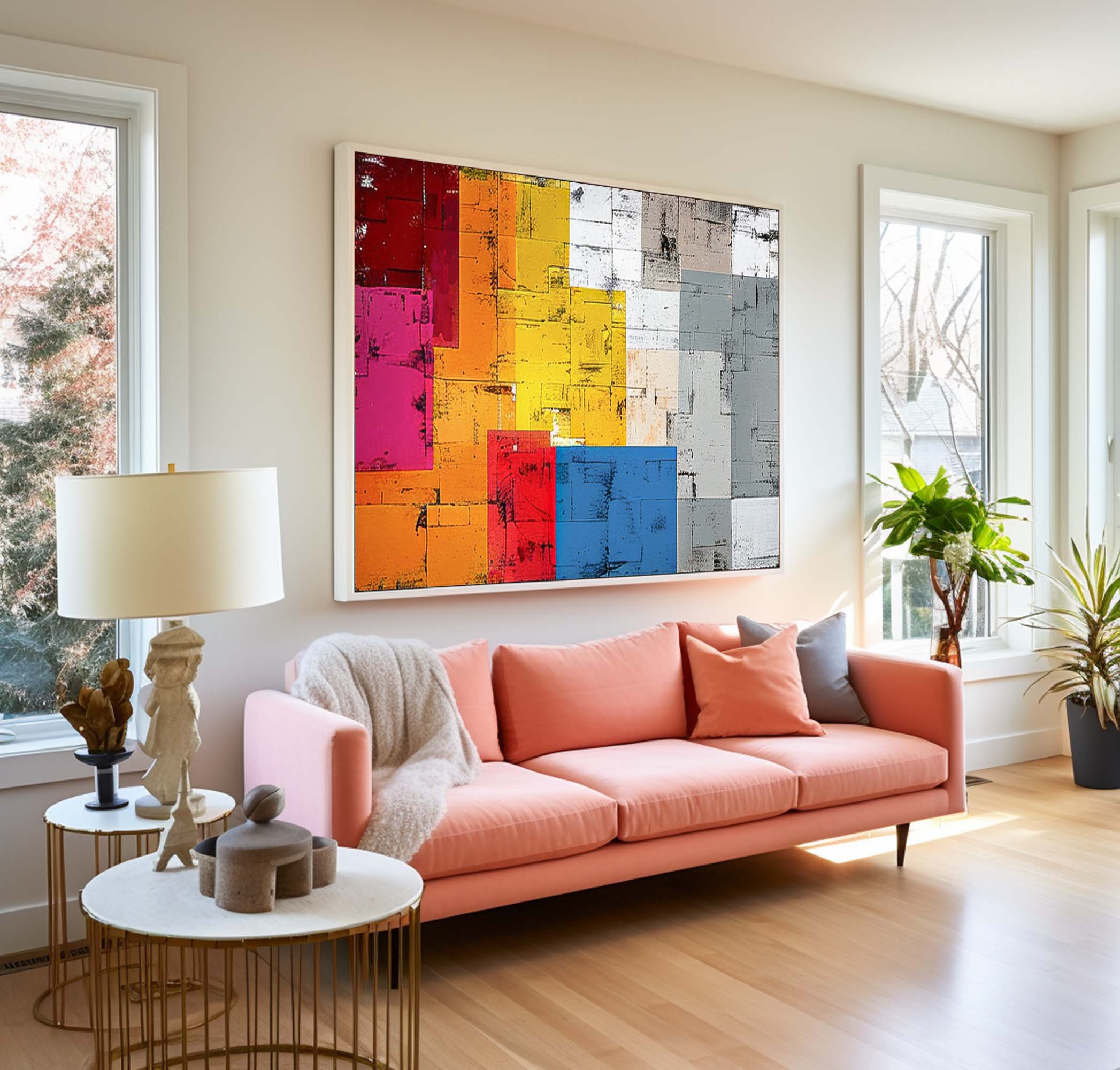 Wall Art Abstract Energetic Lively Bauhaus Geometric